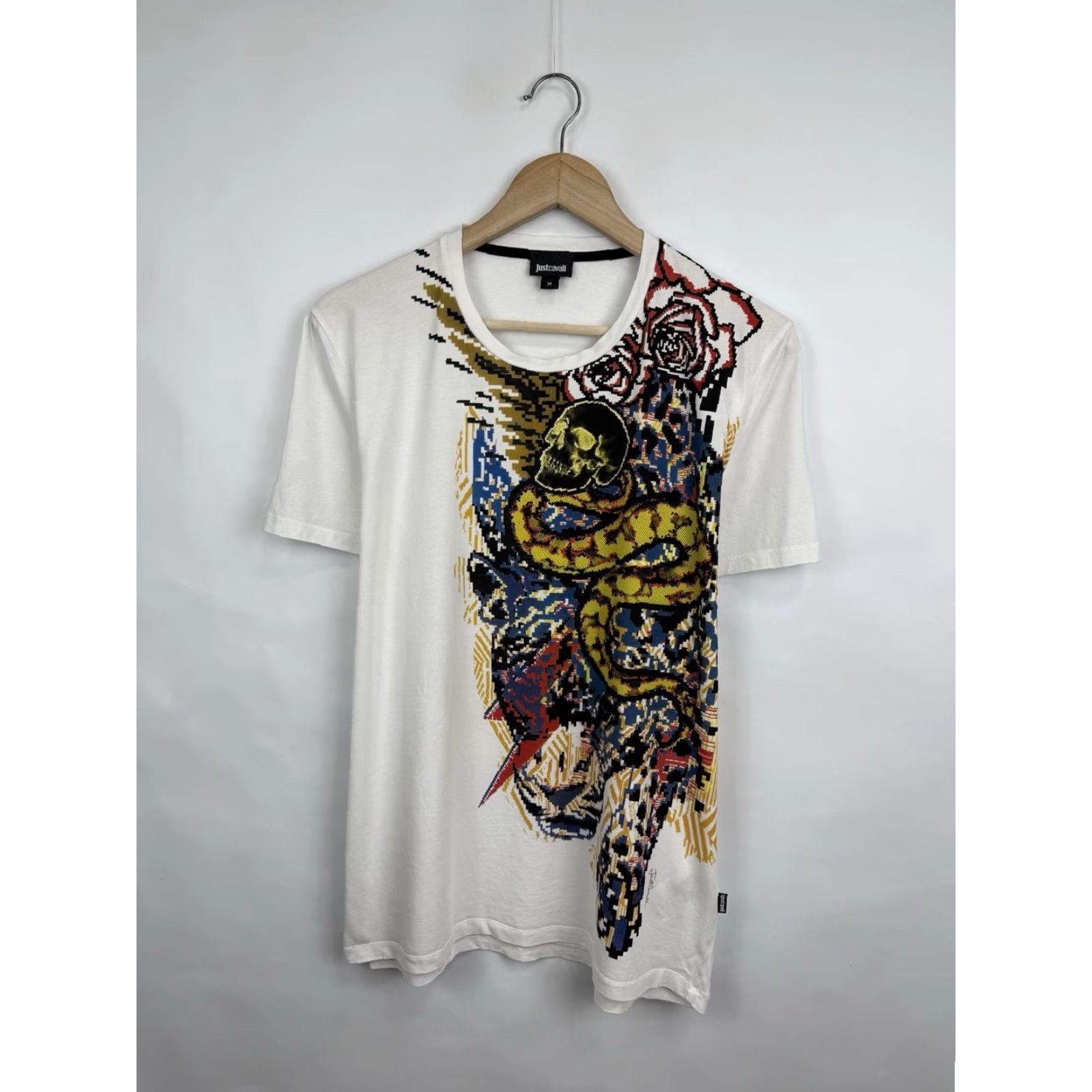 Just Cavalli Just Cavalli T-Shirt M White Tiger Skull Snake Art Asymmetrical Artwear Mens Size US M / EU 48-50 / 2 - 3 Thumbnail