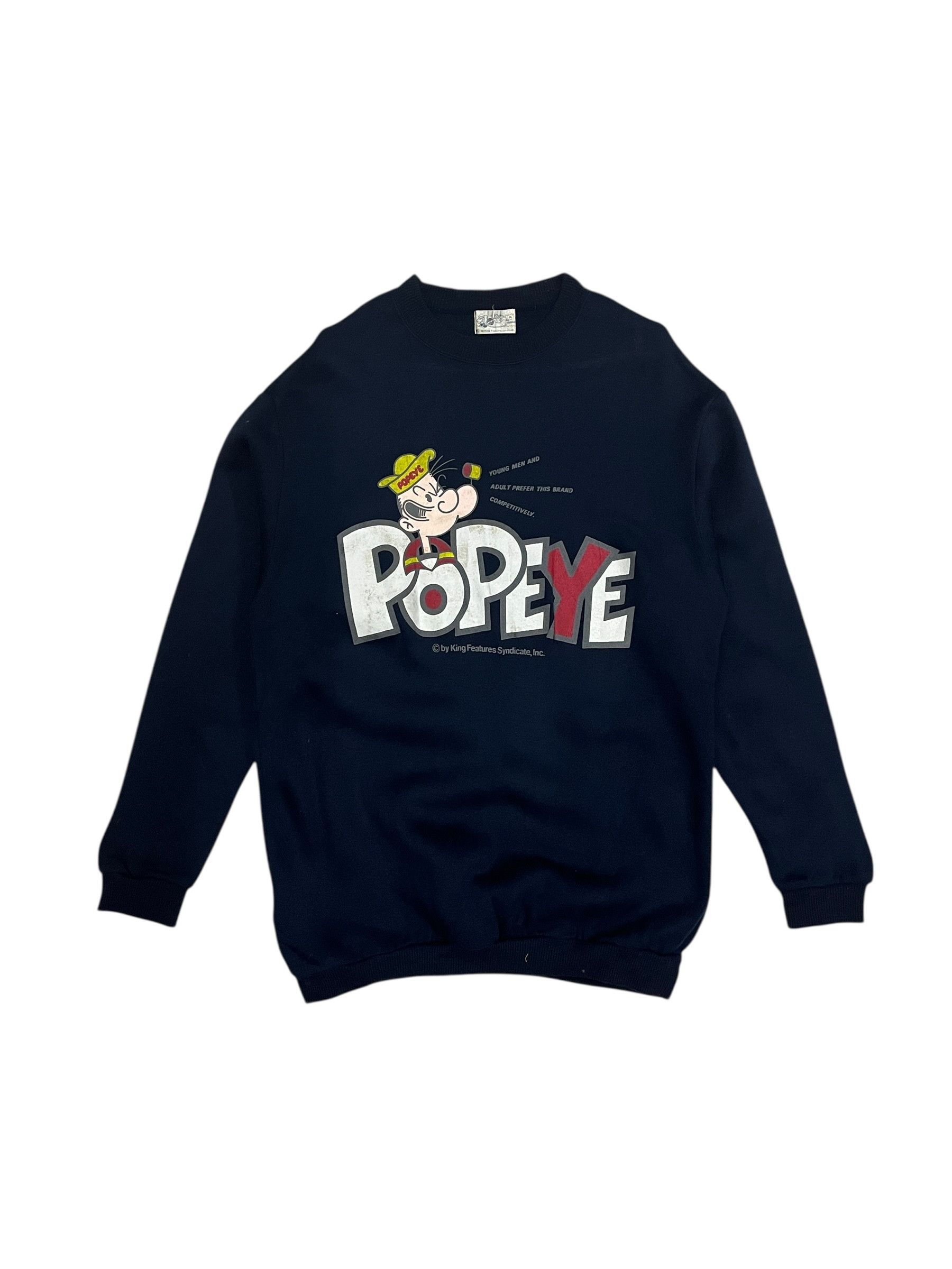 Vintage Popeye Cartoon Navy Blue Sweatshir Made in Japan Size US M / EU 48-50 / 2 - 1 Thumbnail