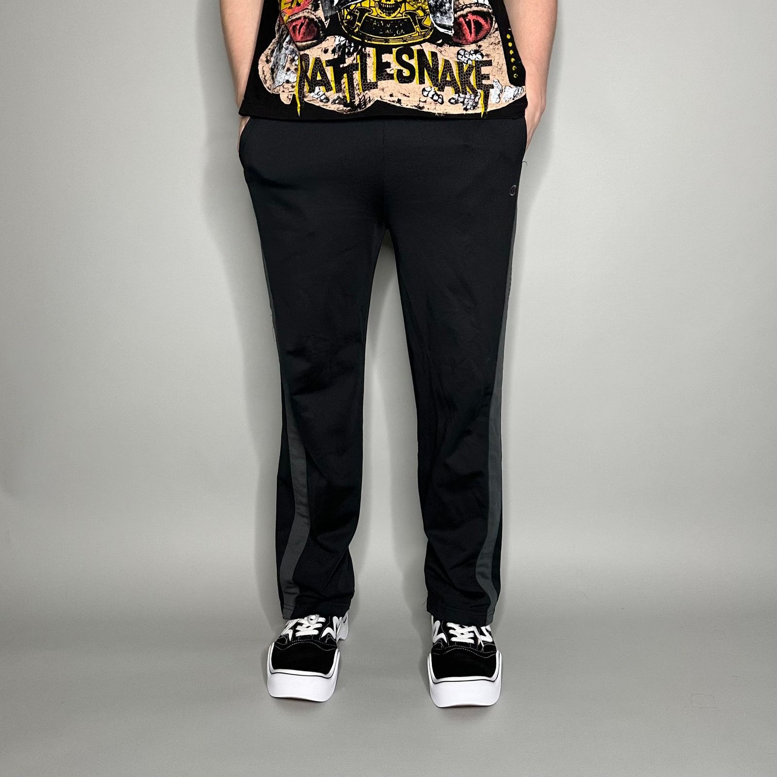 Champion Vintage Y2K Champion Sweatpants Mens L Baggy Black Polyester Size US 34 / EU 50 - 2 Thumbnail