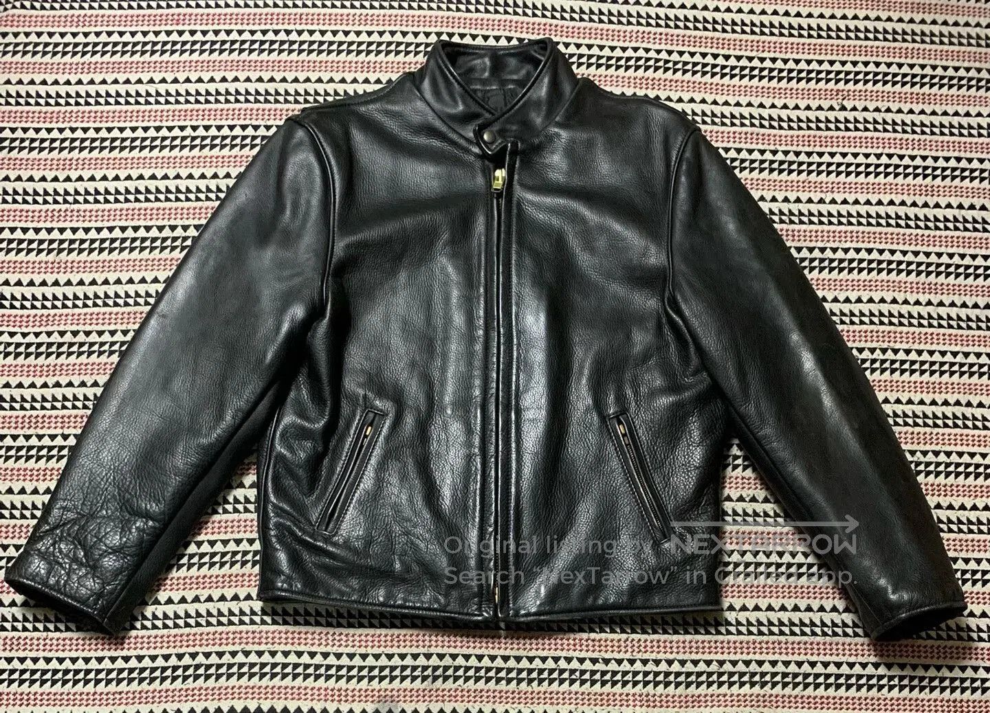 Vintage black leather jacket by U.S.MADE CO.. Size US L / EU 52-54 / 3 - 1 Thumbnail