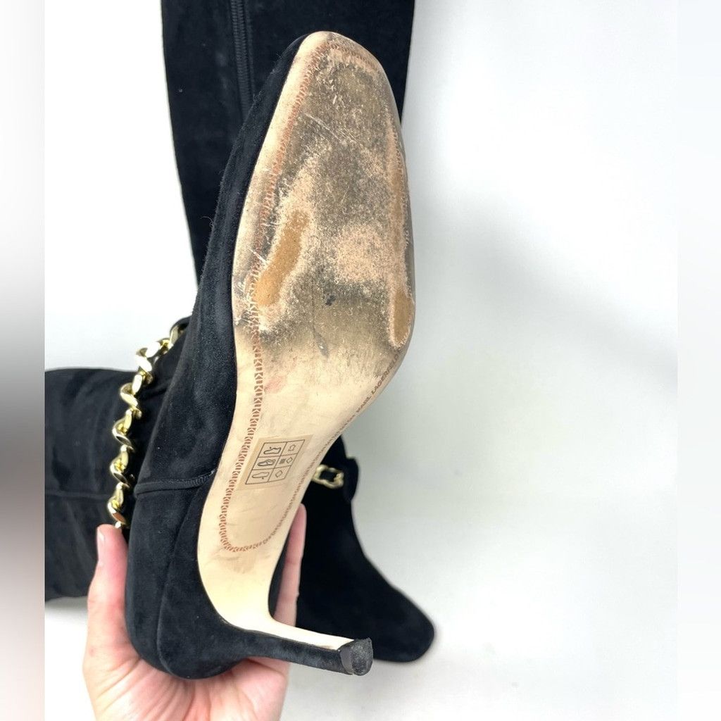 Karl Lagerfeld Karl Lagerfeld Maryam Black Suede Heeled Boots Size 7/ 37.5 Size US 7 / IT 37 - 8 Thumbnail