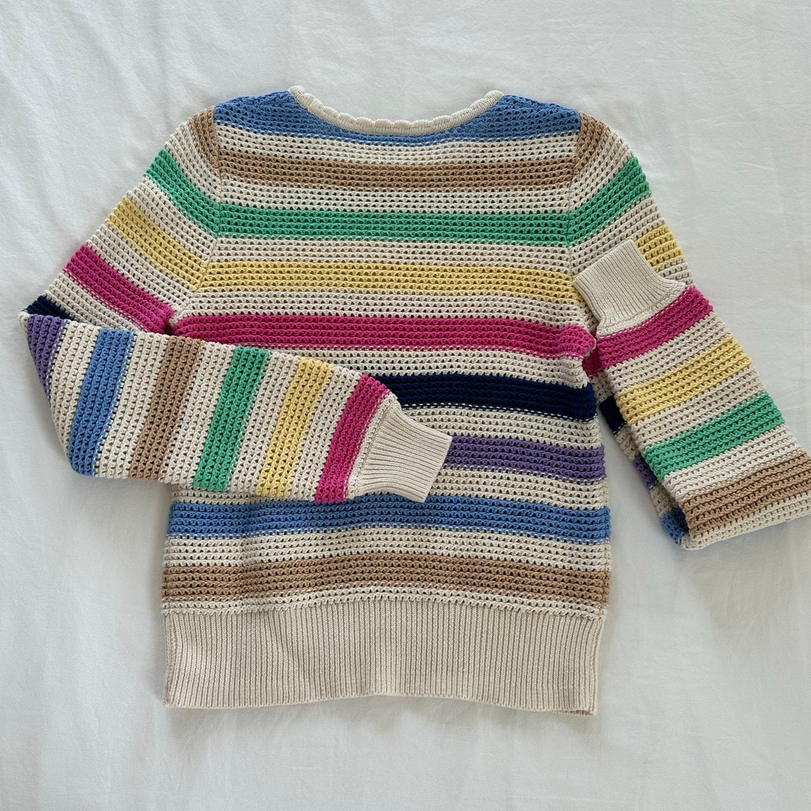 Gap GAP Rainbow Stripe Crochet Crewneck Sweater Size S Size S / US 4 / IT 40 - 8 Thumbnail