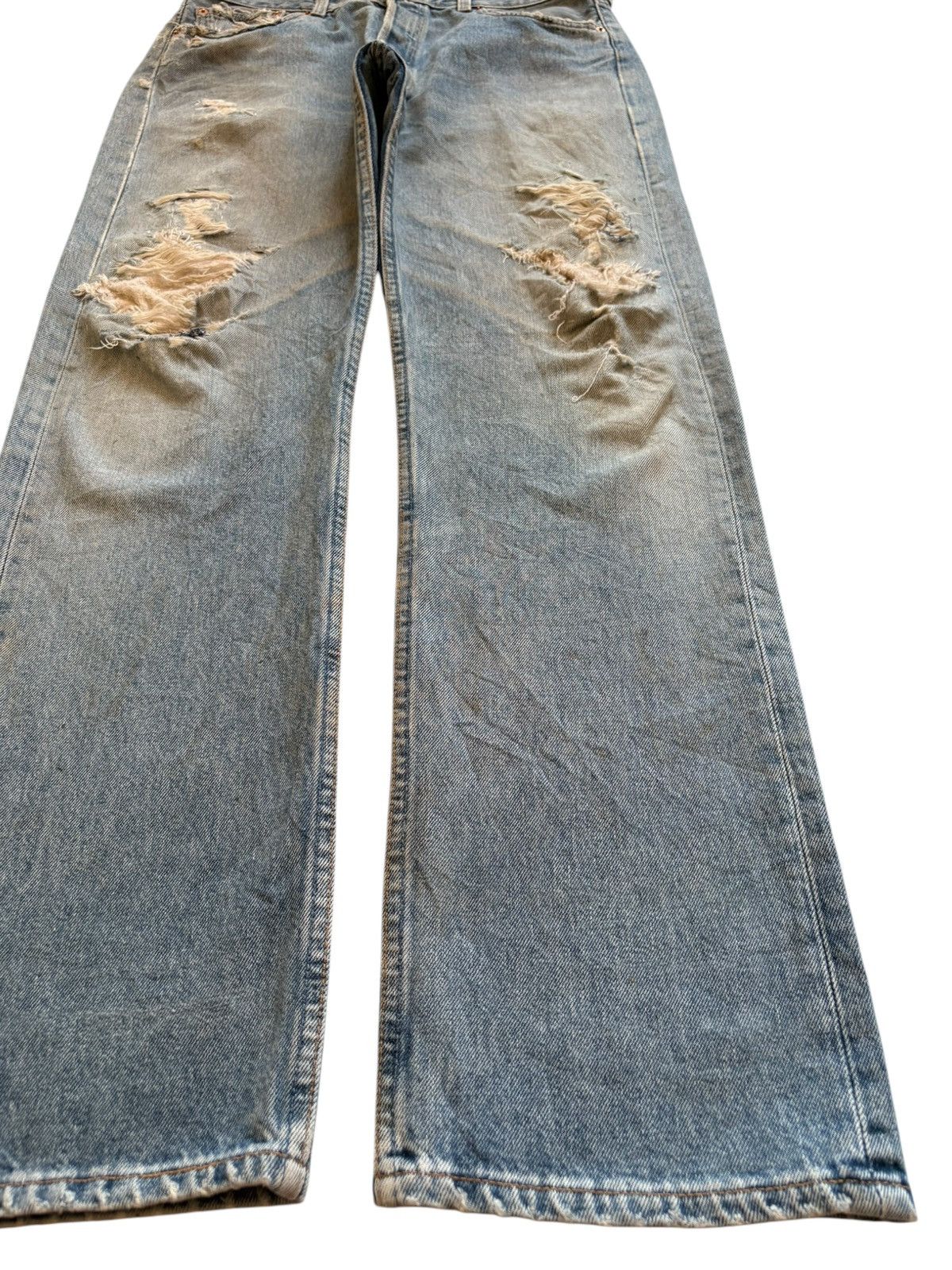 Levi's Vintage 90s Levis 501 Mud Wash Distress Ripped Loose Jeans Size US 33 - 7 Thumbnail