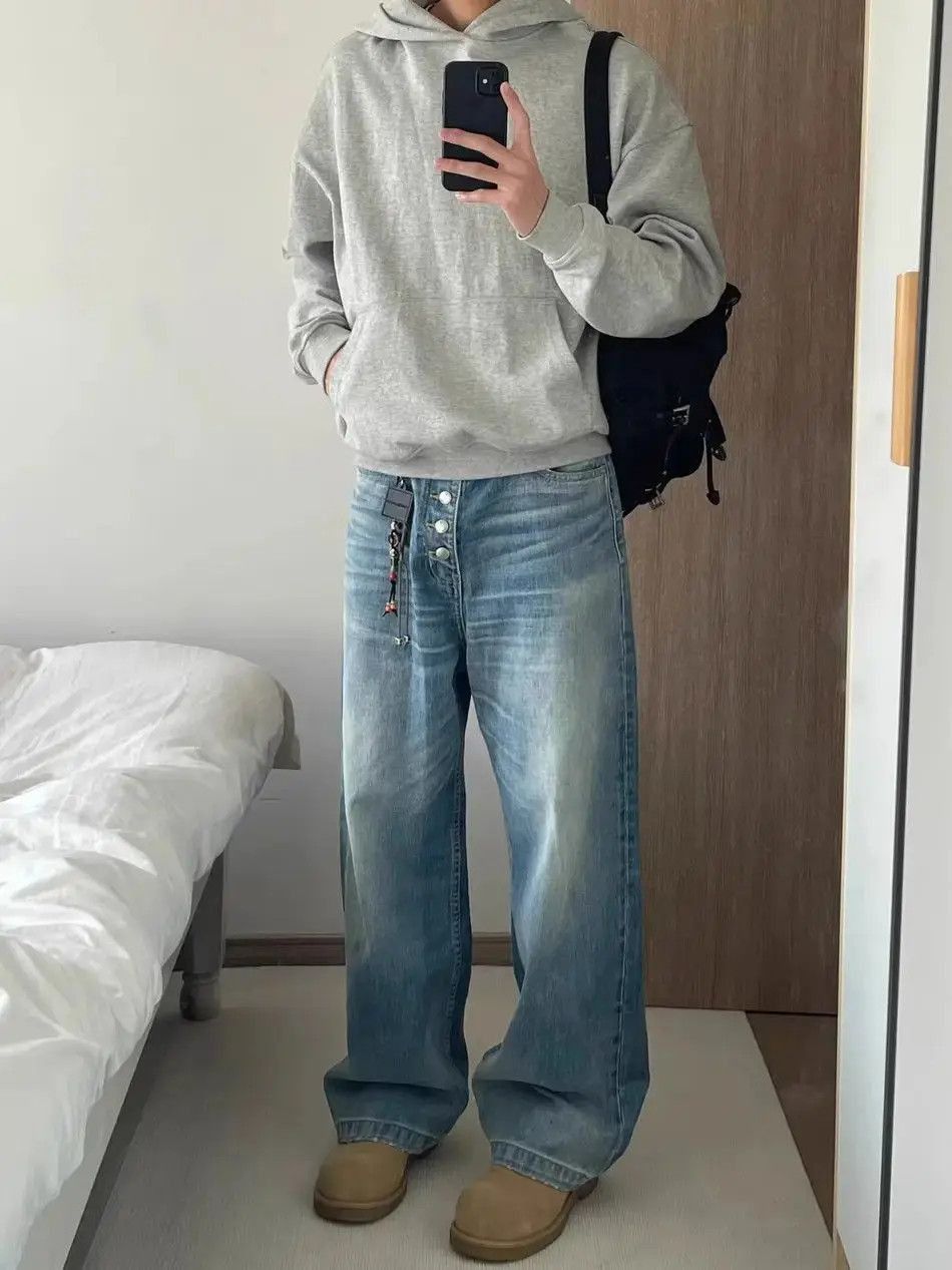 Japanese Brand Retro washed button wide leg jeans Size US 32 / EU 48 - 5 Thumbnail
