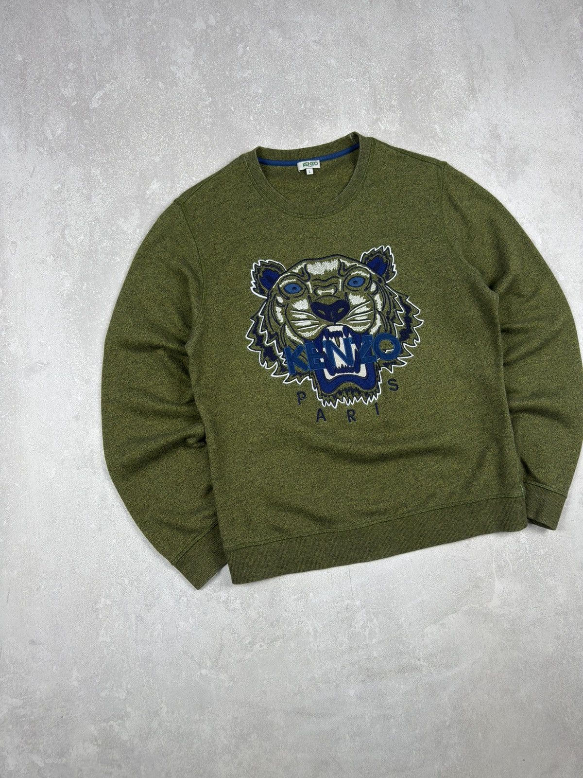 Kenzo Vintage Kenzo Tiger Big Logo Sweatshirt Green Khaki Jumper Size US L / EU 52-54 / 3 - 2 Thumbnail