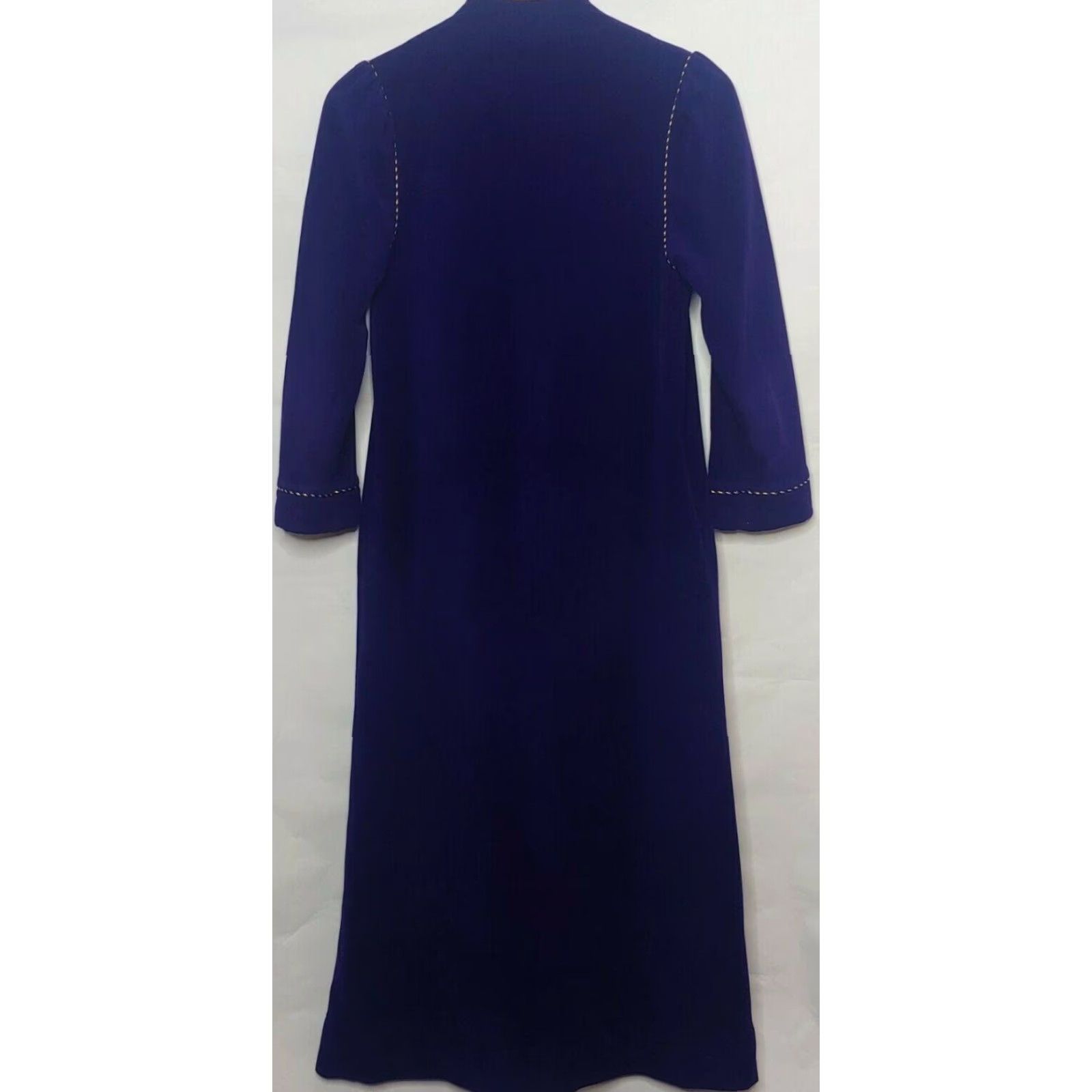 Vintage VINTAGE Vanity Fair Robe Small Long Zip Purple Velour Gold Quilted Loungewear Size ONE SIZE - 4 Thumbnail