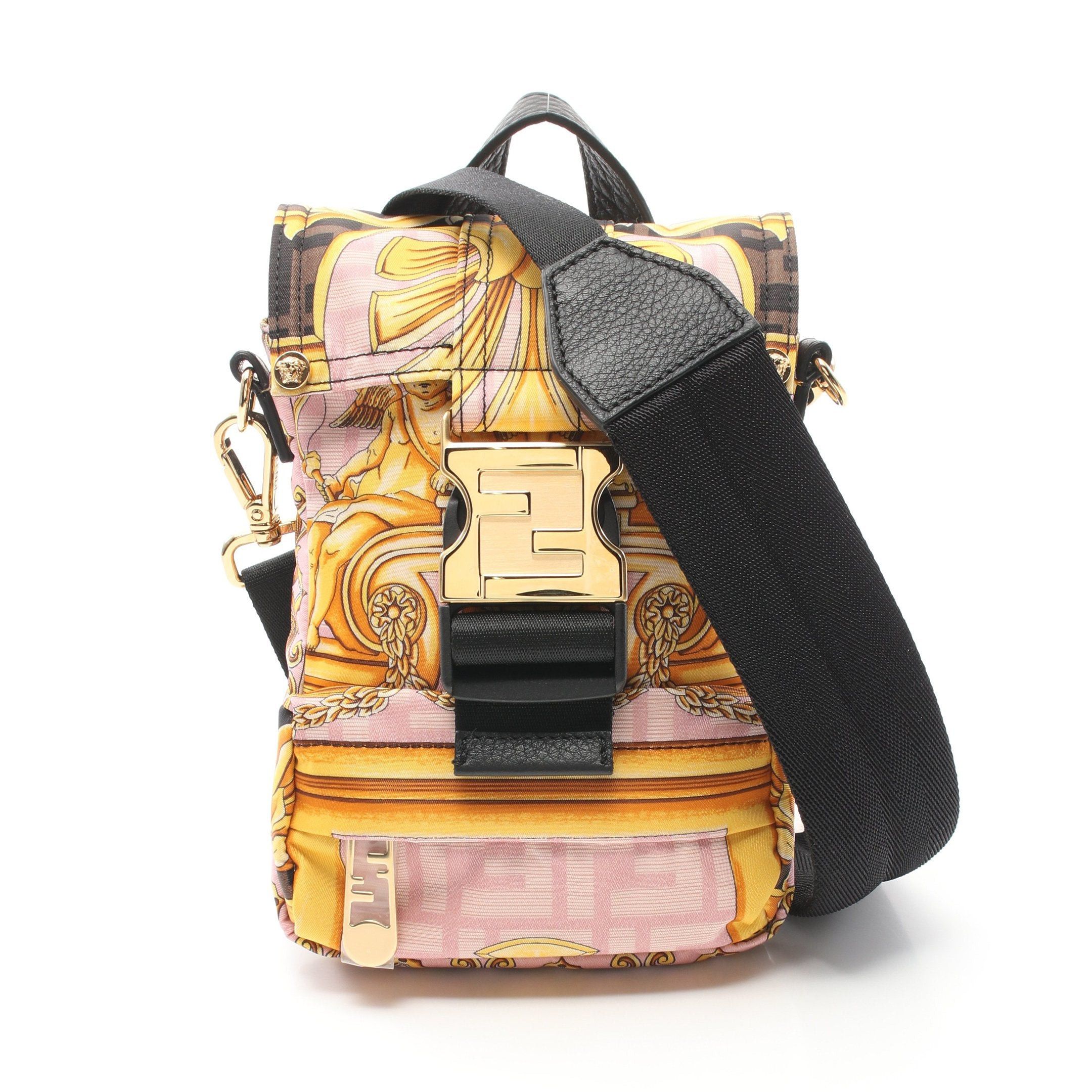 Fendi Fendi Fendi * Versace Fendace Shoulder Bag Nylon Canvas Leather Pink Multicolor Size ONE SIZE - 1 Thumbnail