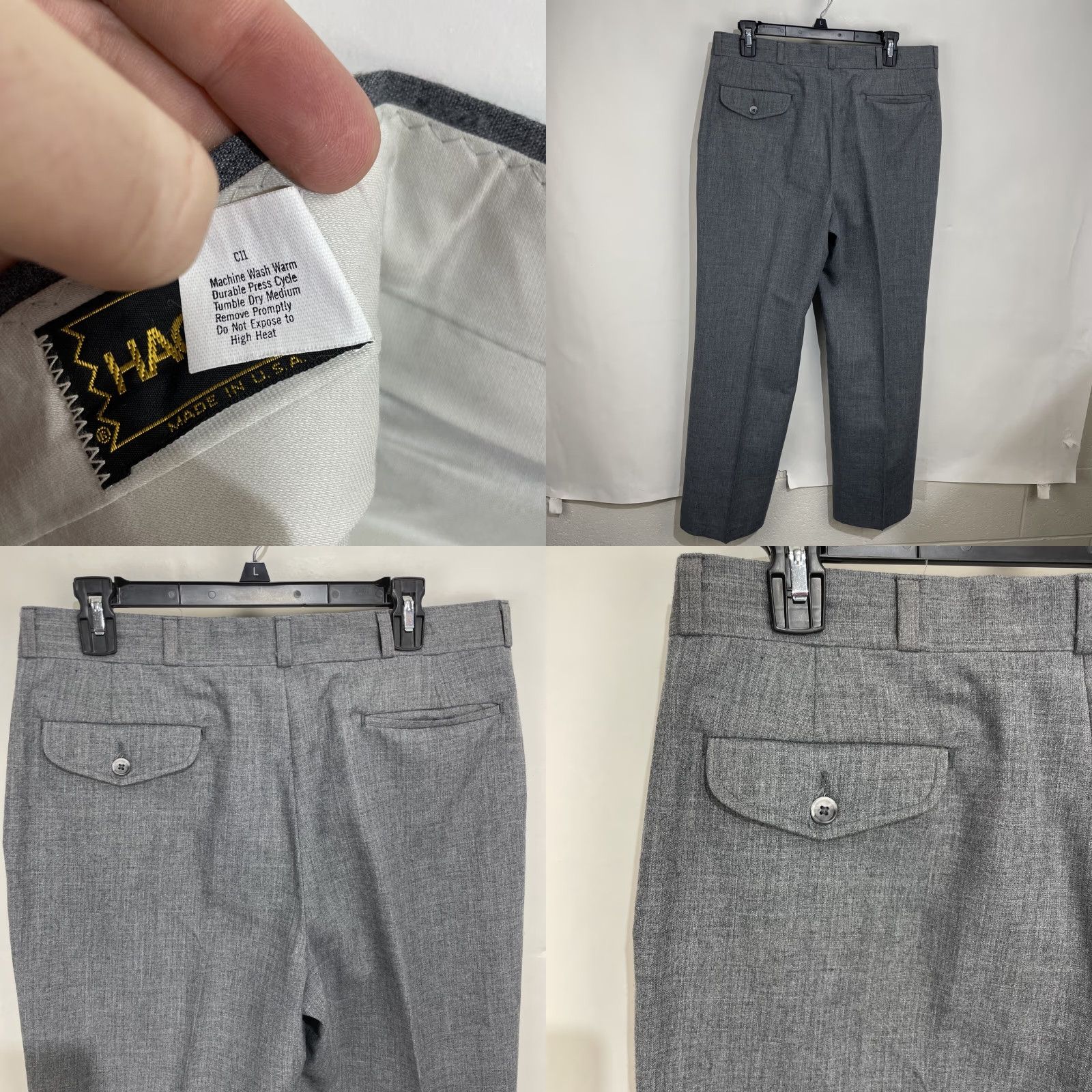 Haggar VINTAGE Haggar Pants Straight Gray 34x30 Men's Regular 5-Pocket Flat Front Belt Loops Polyester Dress Slacks Chino USA Size US 34 / EU 50 - 9 Thumbnail