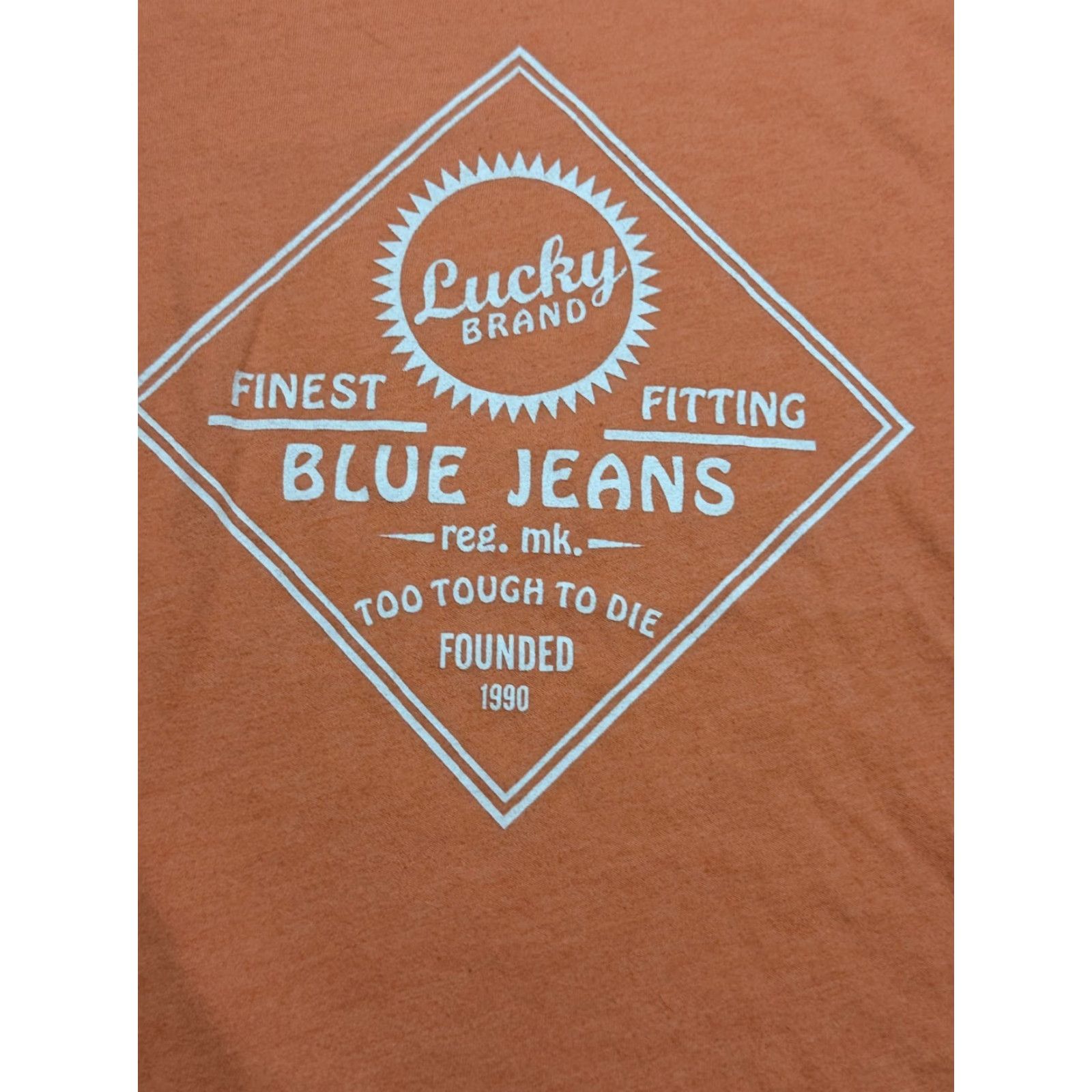Lucky Brand Lucky Brand T-Shirt Women Medium Orange White Blue Jeans Print Crew Neck Size 32" / US 10 / IT 46 - 5 Thumbnail