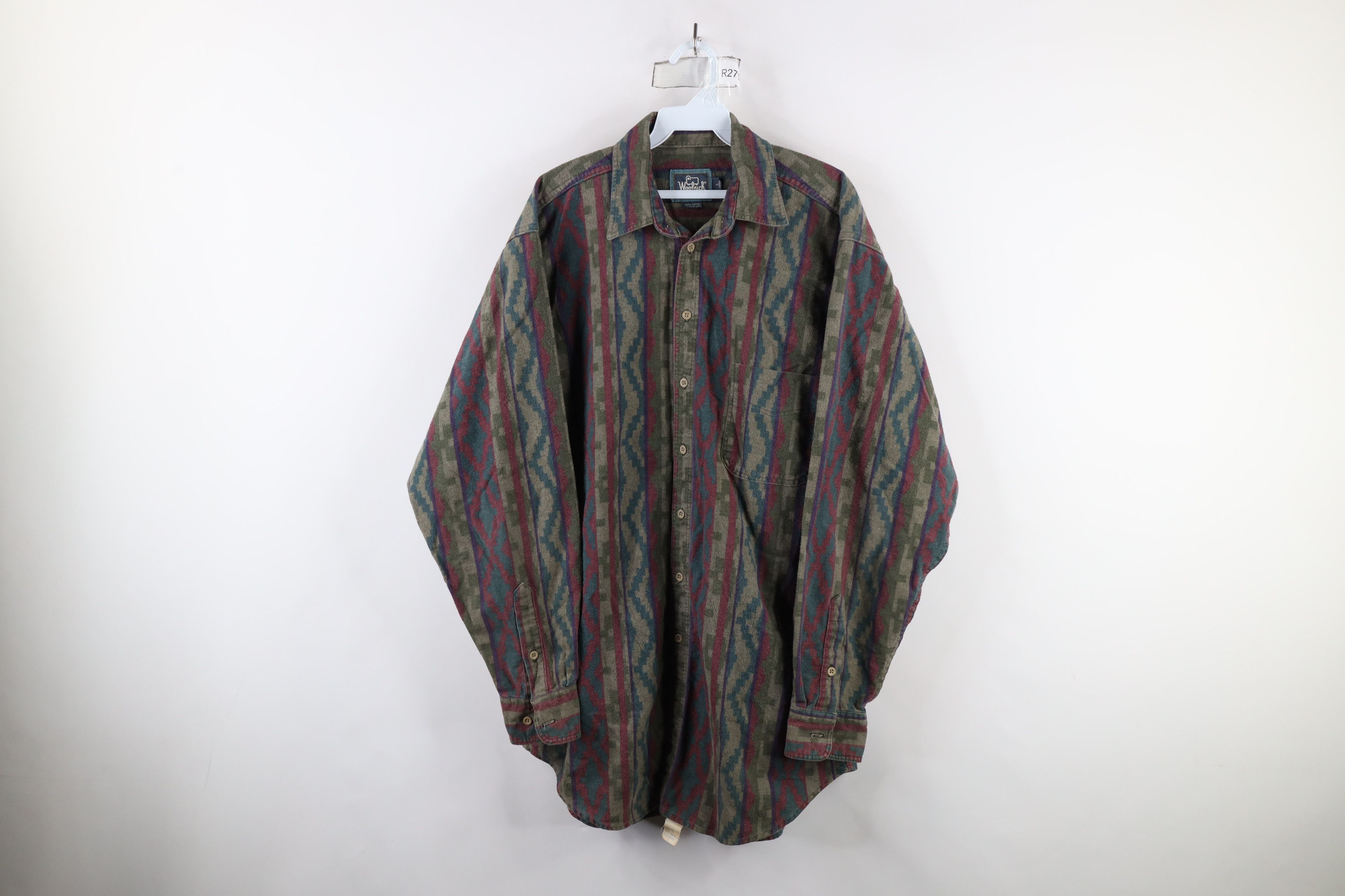 Vintage × Woolrich Woolen Mills Vintage 90s Woolrich Southwestern Chamois Cloth Button Shirt Size US L / EU 52-54 / 3 - 1 Thumbnail