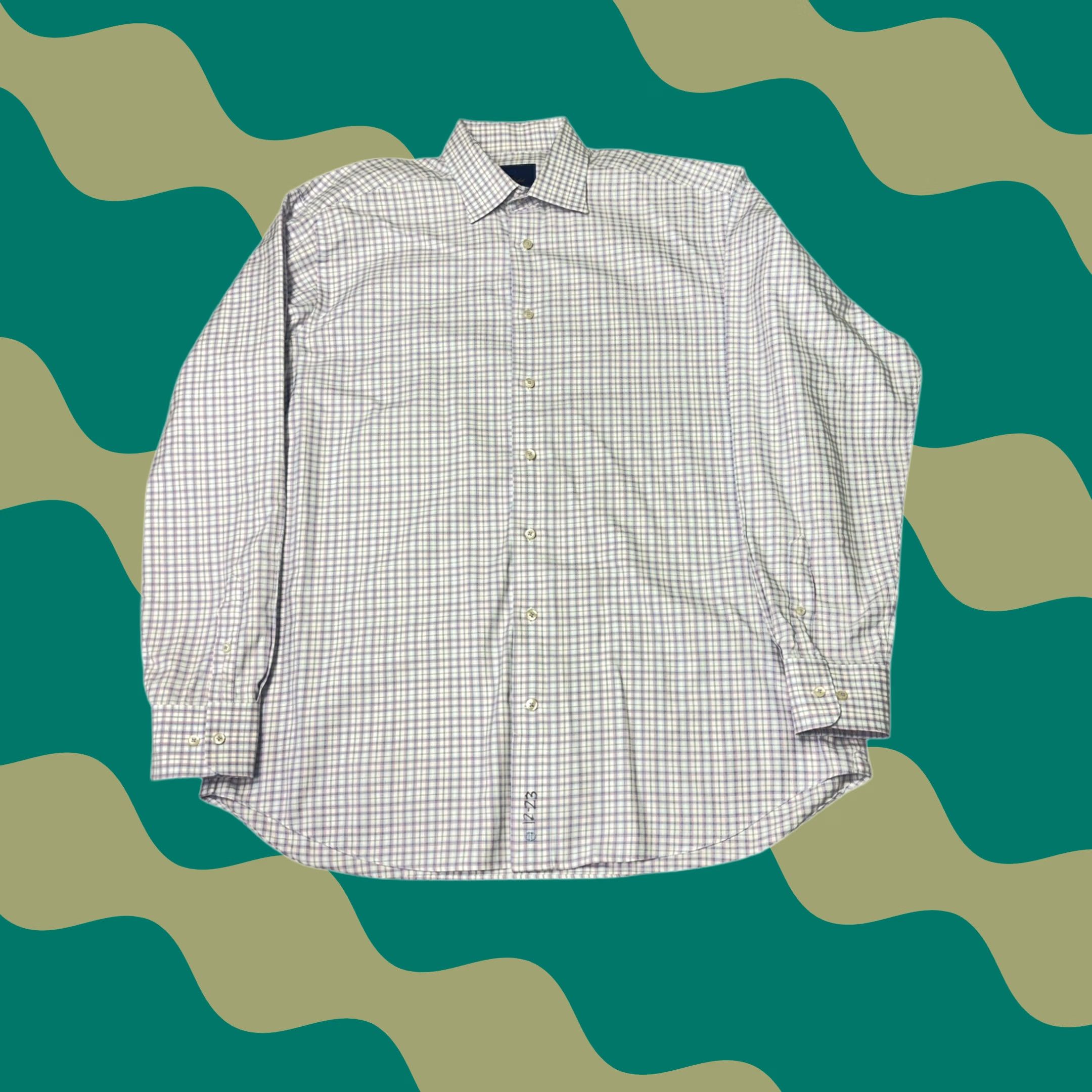 David Donahue David Donahue Dress Shirt Plaid Cotton Men Long Sleeve Button 17 in Neck 32 in Length XL Regular Fit Mens Size 46R - 1 Thumbnail