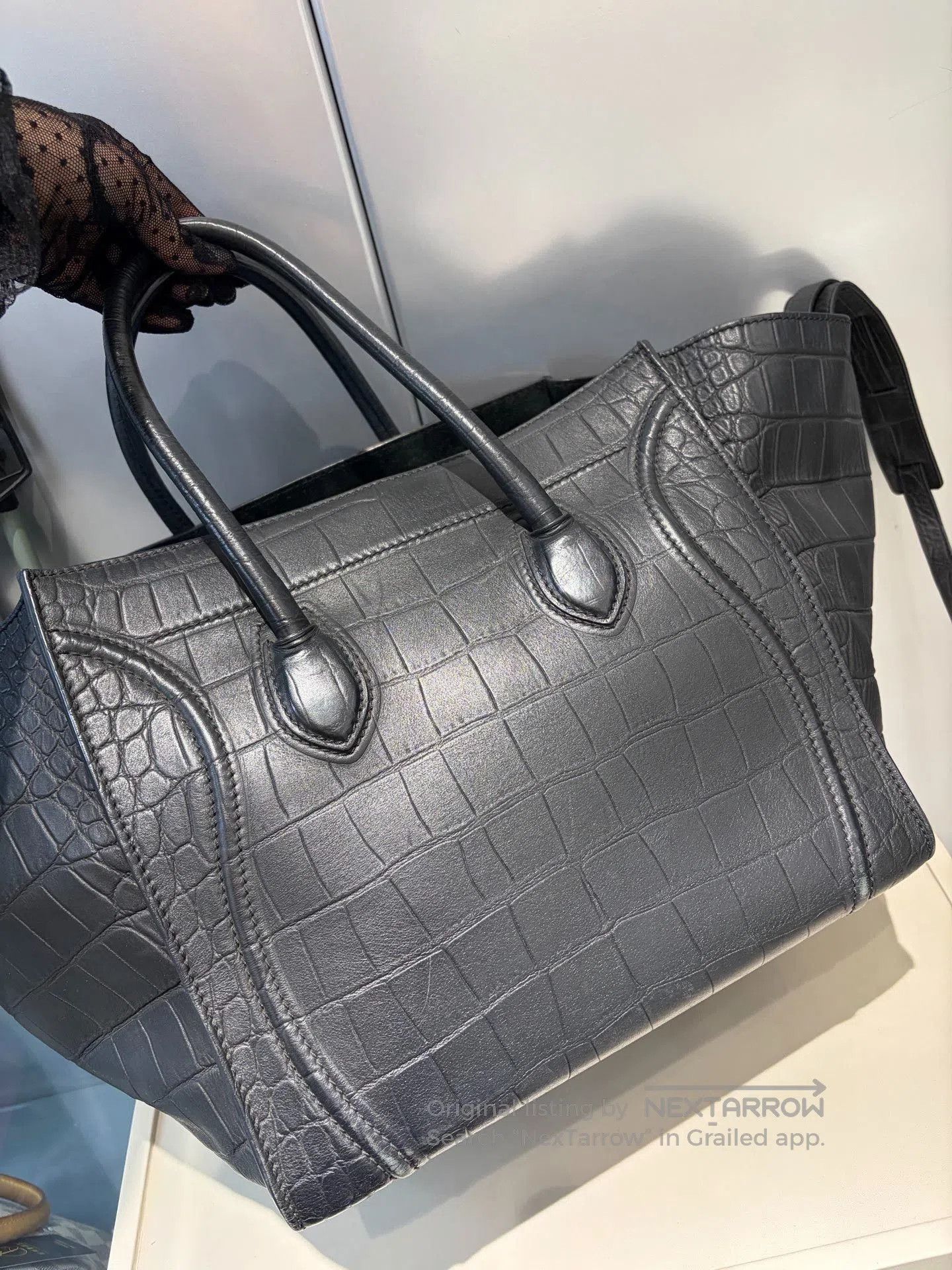 Celine Celine Black Phantom Crocodile Embossed Bag. Size ONE SIZE - 6 Thumbnail