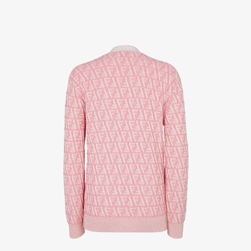 Fendi o1B3y1r0326 Cardigan in Pink/White Size M / US 6-8 / IT 42-44 - 2 Thumbnail
