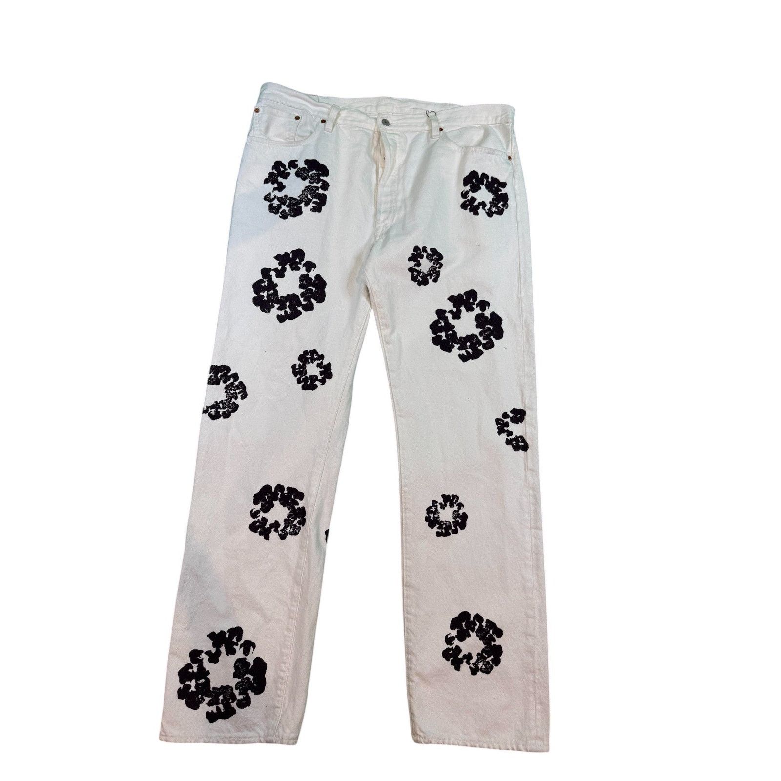 Levi's Levis Denim Tears Floral White Jeans Size US 40 / EU 56 - 1 Thumbnail