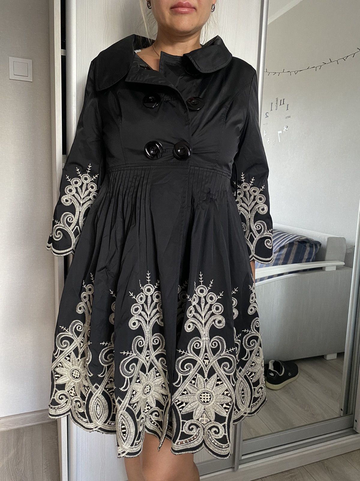 Miu Miu × Vintage Miu miu vintage 2000s trench coat jacket embroidered print Size L / US 10 / IT 46 - 10 Thumbnail
