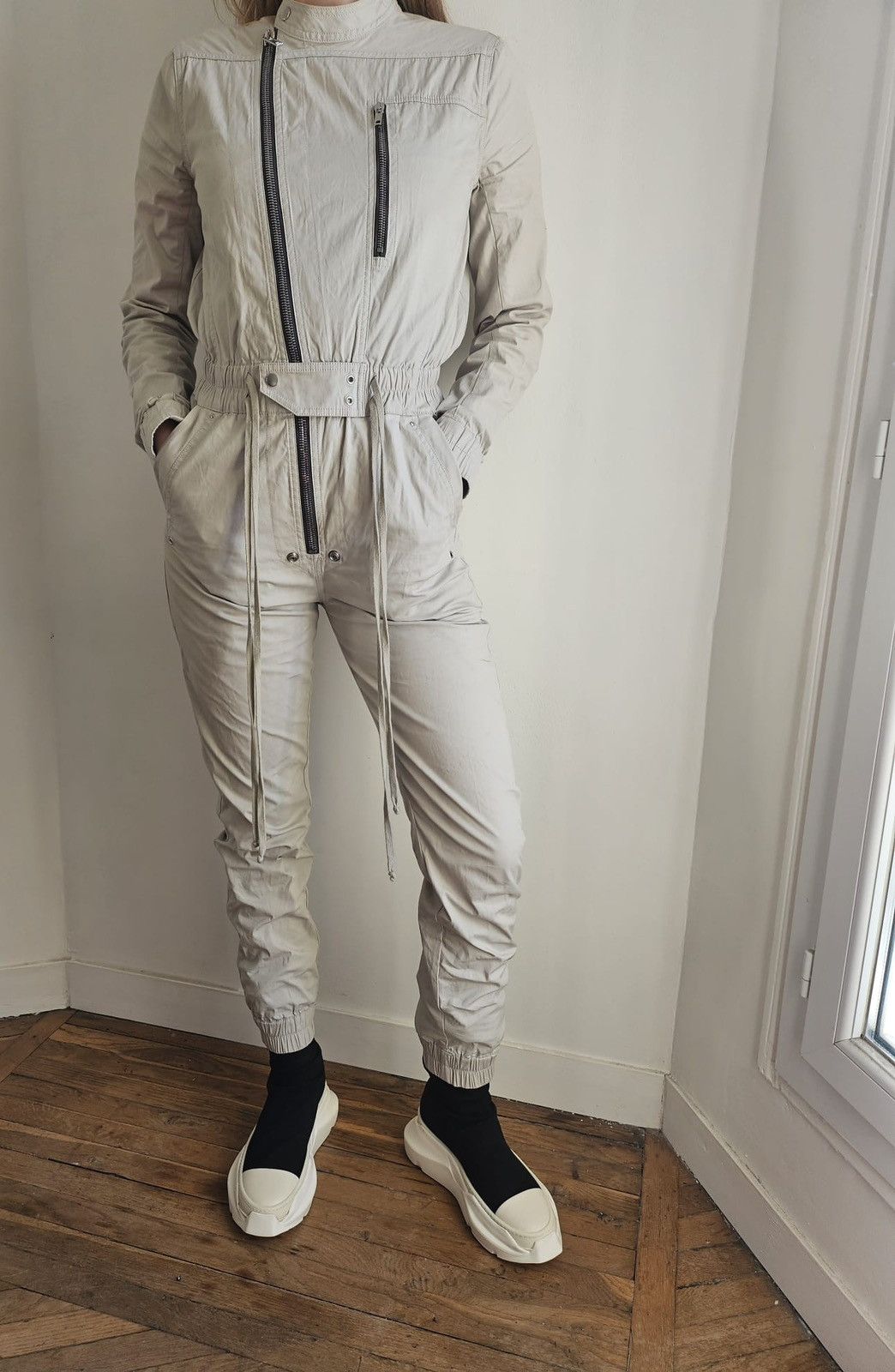 Rick Owens Gary zipper flight suit/jumpsuit in Oyster