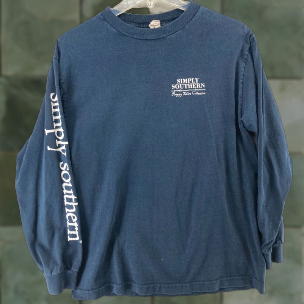 Vintage Simply Southern Turtle Womens Medium Blue Long Sleeve Size M / US 6-8 / IT 42-44 - 1 Thumbnail
