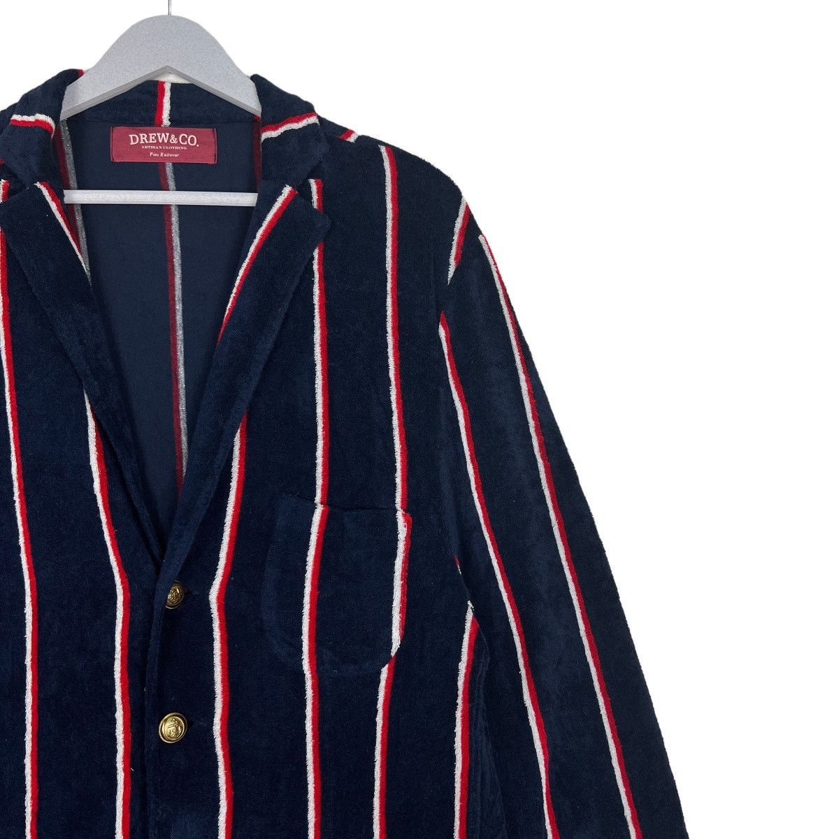 Other 🔥 DREW & CO ARTISAN STRIPE CARDIGAN BLAZER MADE IN ITALY Size US XXL / EU 58 / 5 - 6 Thumbnail