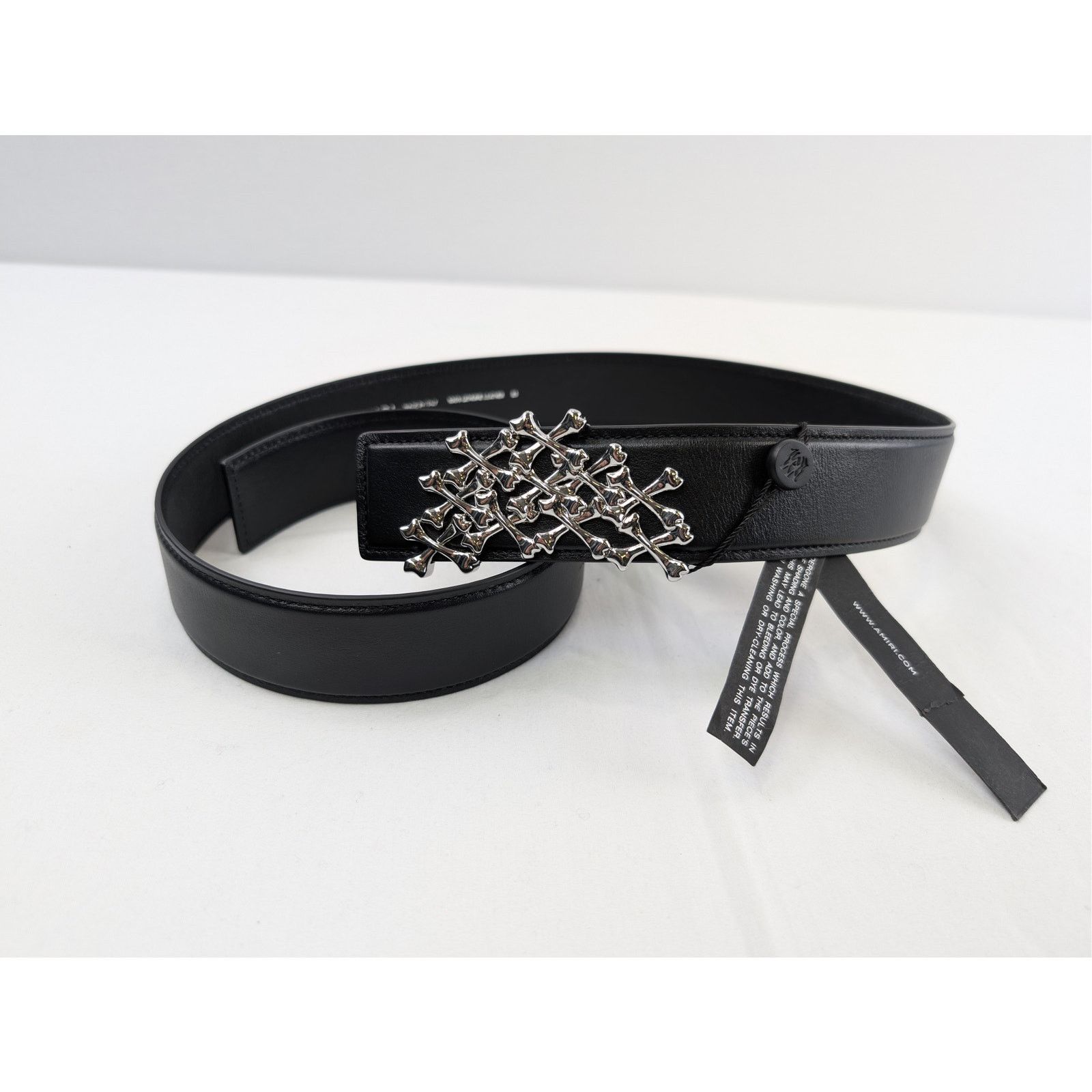 Amiri o1rshd1 Size: 85 / Bones Stacked Belt in Black Size 34 - 15 Thumbnail