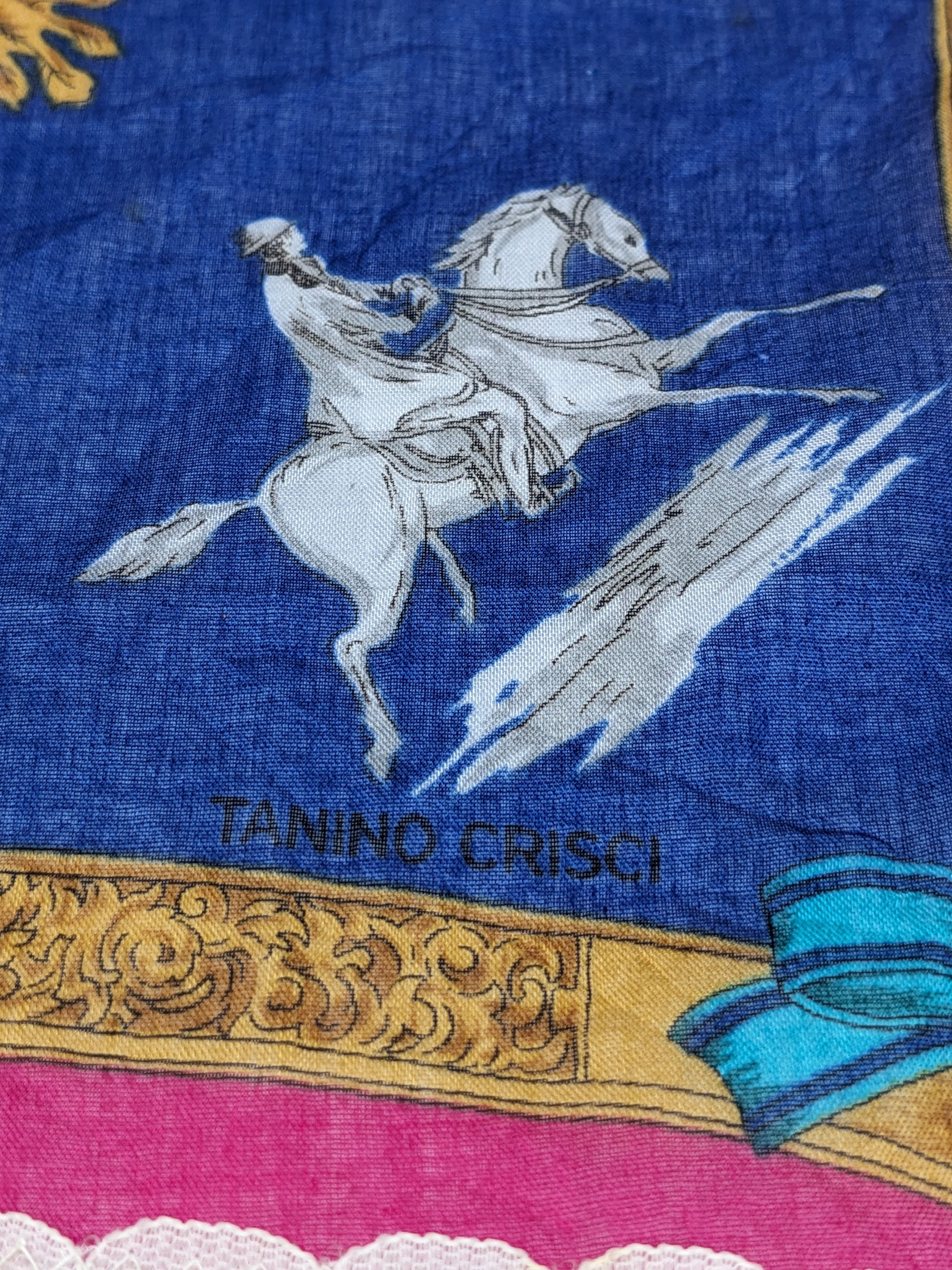 Tanino Crisci Vintage Tanino Crisci Equestrian Silk-Cotton Handkerchief Size ONE SIZE - 3 Thumbnail