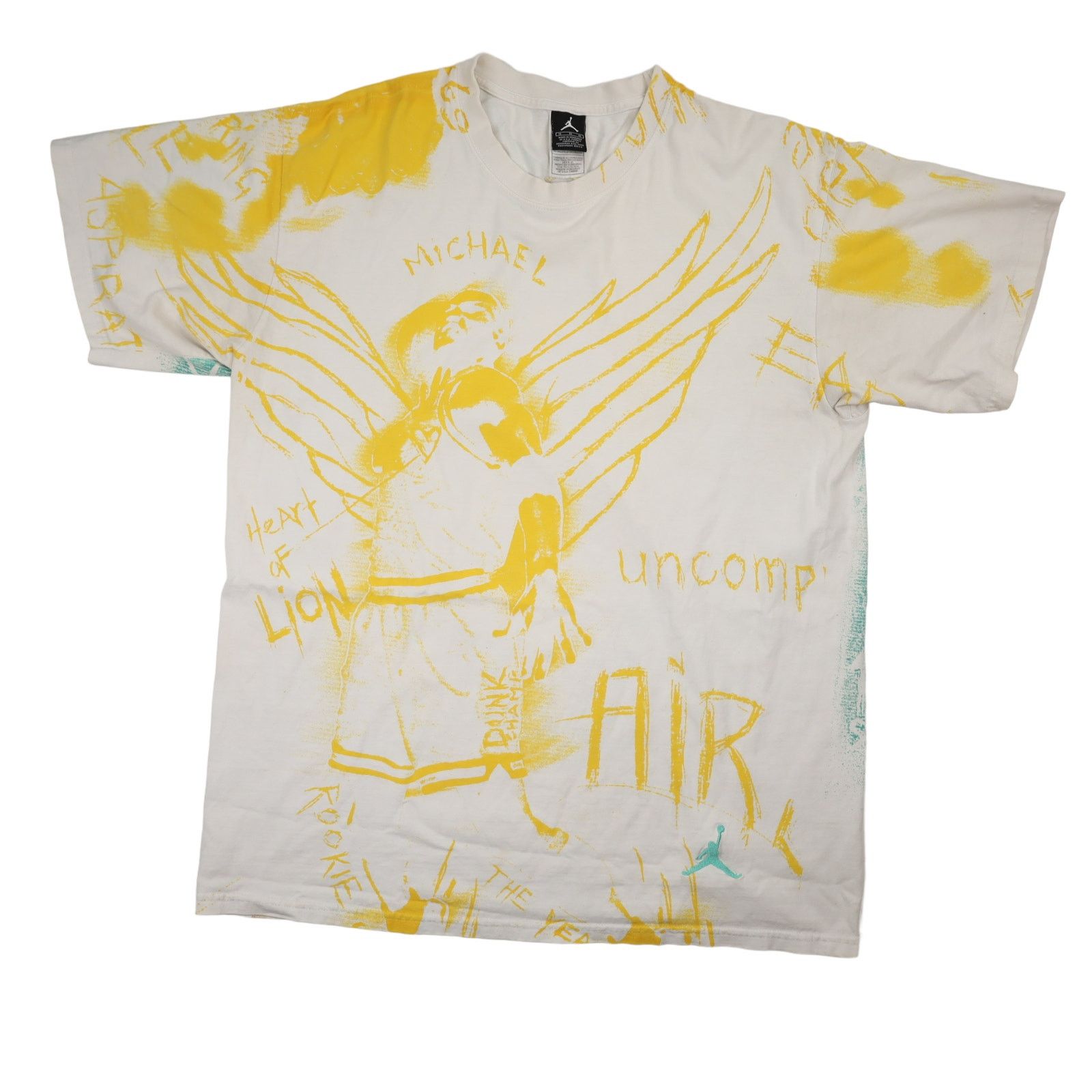 Image of Jordan Nike Vintage Y2K Nike Air Jordan Allover Print Graphic T Shirt in White, Men's (Size XL)