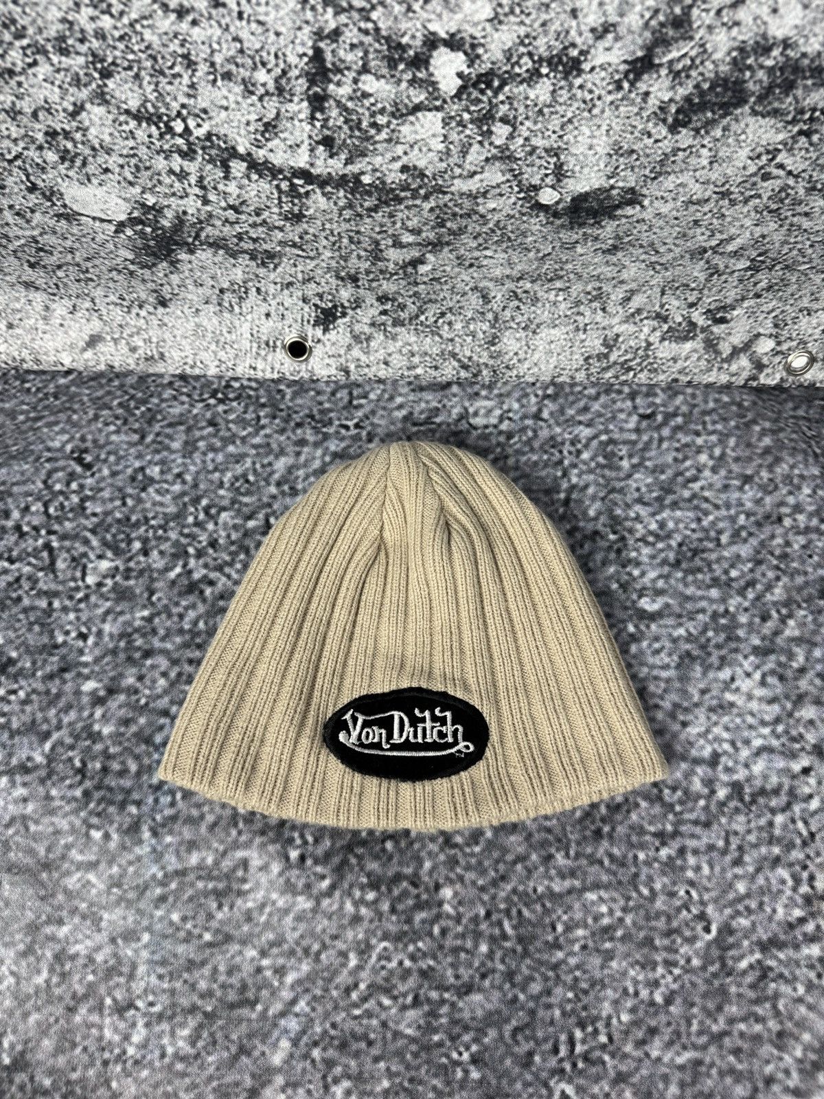 Von Dutch Von Dutch Vintage Beanie Hat Logo Patch Ribbed One Size Size ONE SIZE - 1 Thumbnail