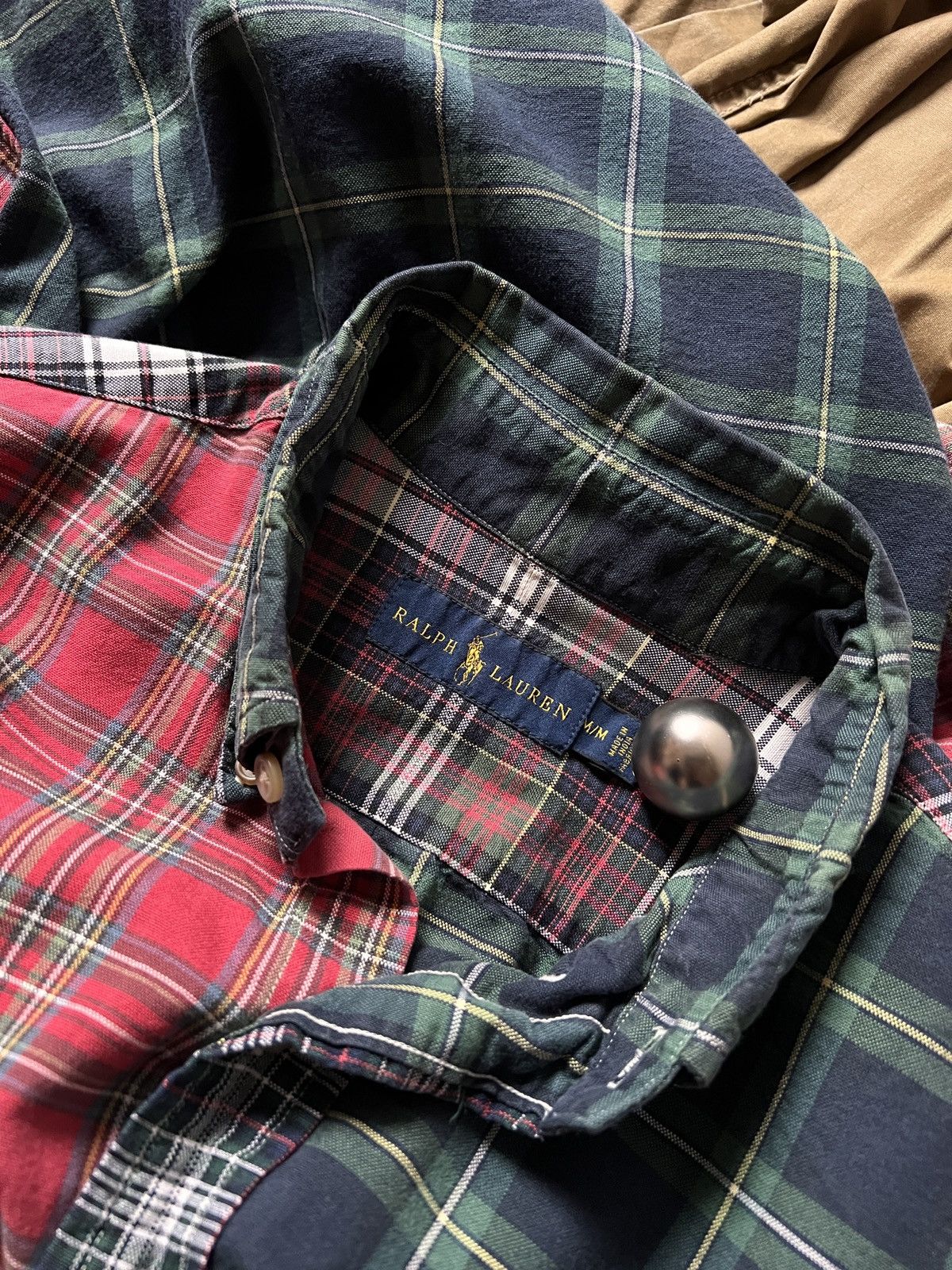 Ralph Lauren Vintage Ralph Lauren Patchwork Cotton Flannel ButtonUp Shirt Size US M / EU 48-50 / 2 - 10 Thumbnail