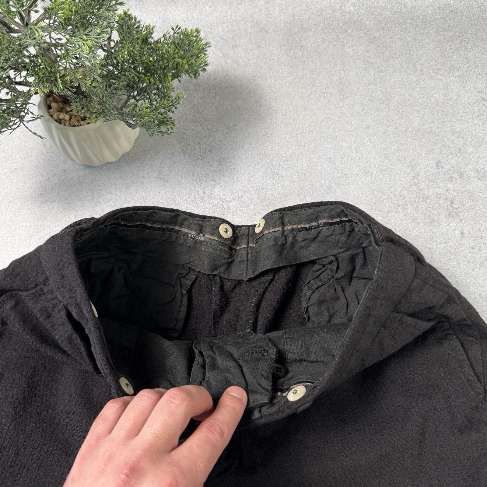 Gucci Vintage Men Gucci Wool Trousers Black Pants Size US 31 - 13 Thumbnail