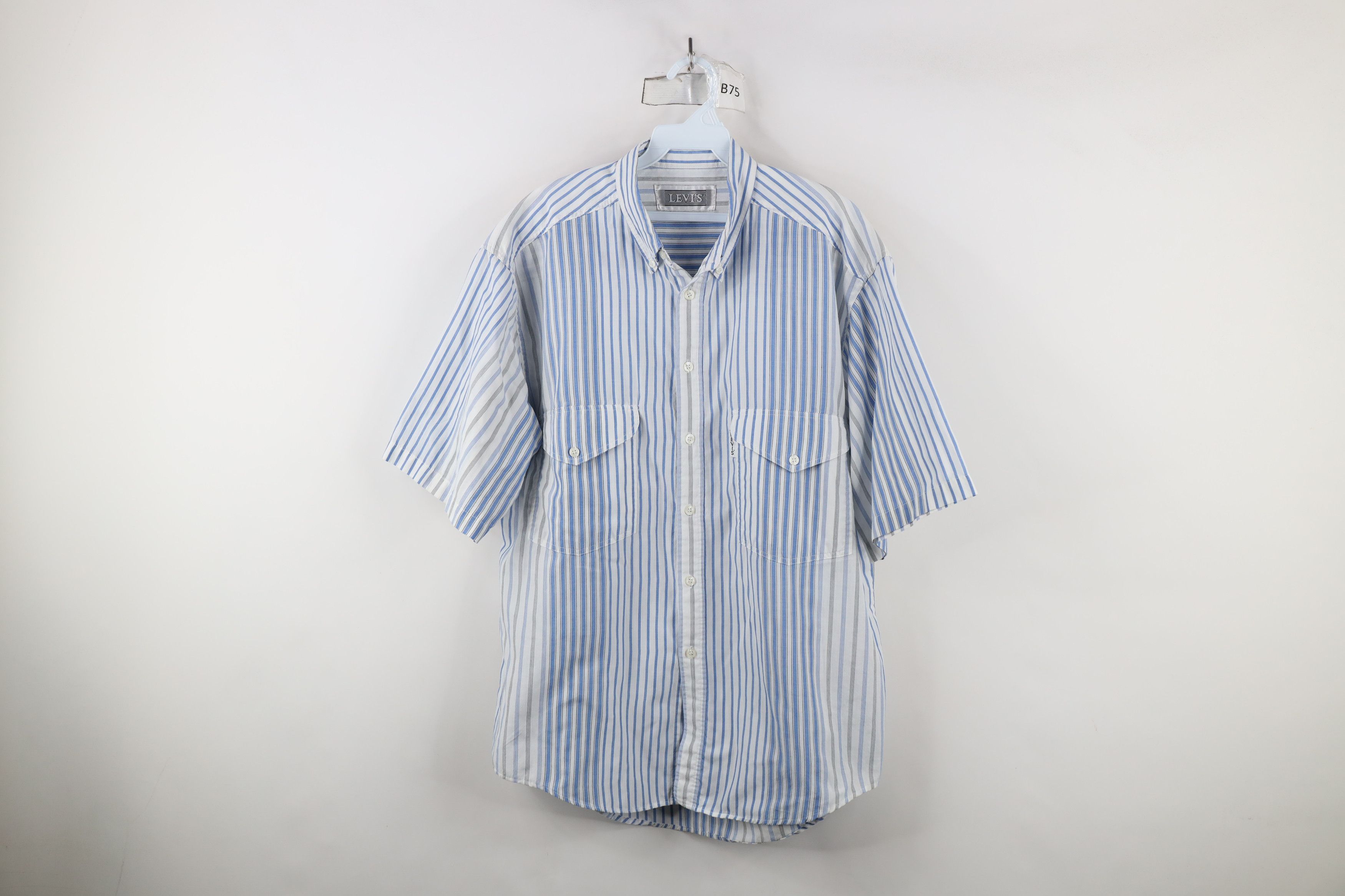 Levi's × Vintage Vintage 80s Levis Big E Block Short Sleeve Button Down Shirt Size US XL / EU 56 / 4 - 1 Thumbnail