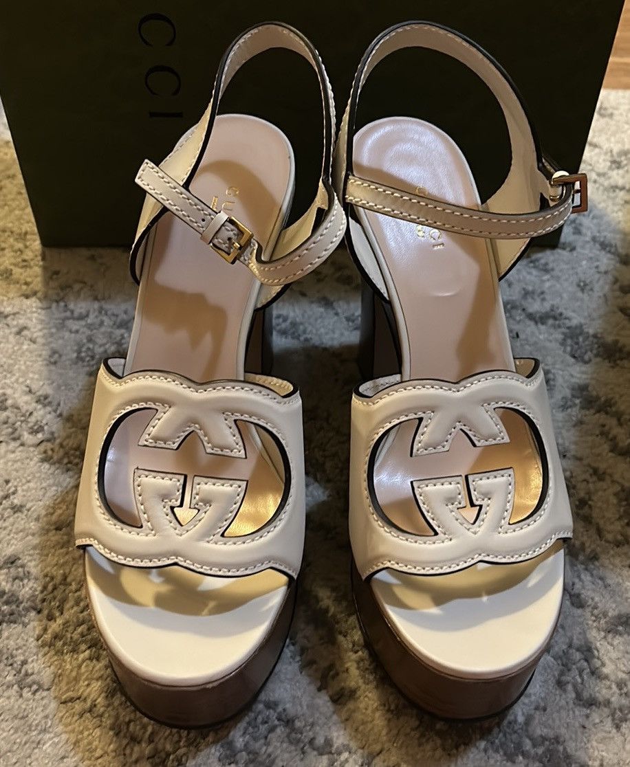 Gucci Gucci Interlocking G 110mm Leather High Heels Sandals White Size US 9 / IT 39 - 3 Thumbnail