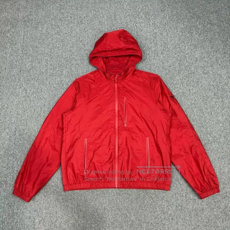 Prada Red Nylon Hooded Jacket for Men.