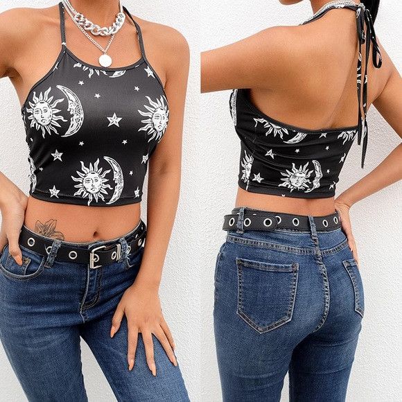 Other Women Star Print Sleeveless Crop Top Size S / US 4 / IT 40 - 3 Thumbnail