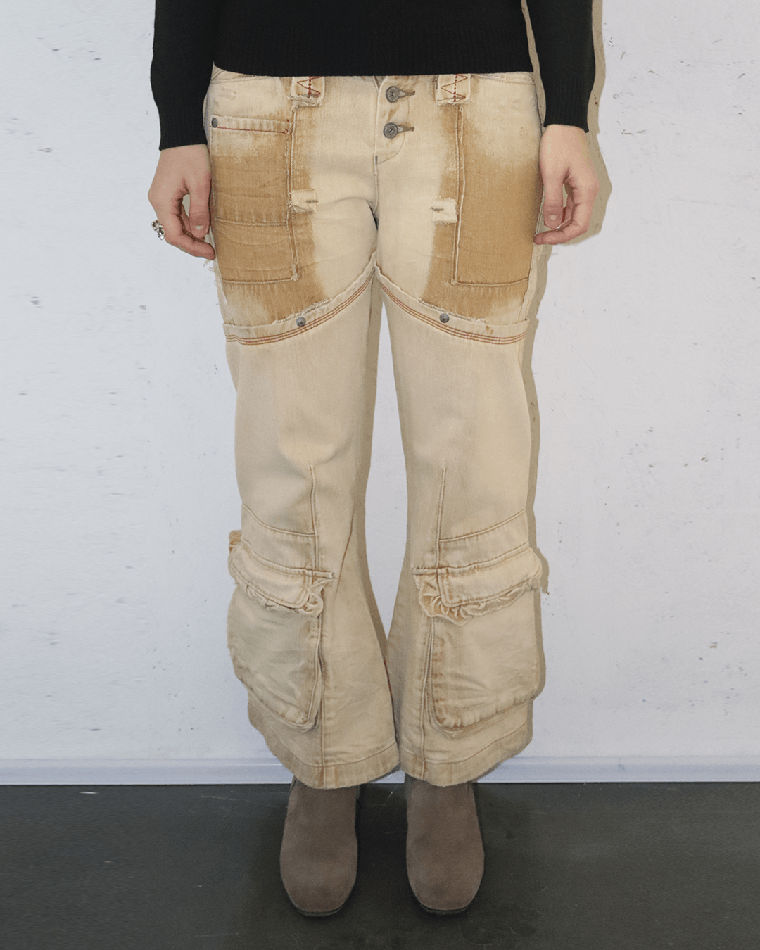 Marithe + Francois Girbaud Marithe Francois Girbaud 90s Damaged Cropped Boots Cut Pants Size 26" / US 2 / IT 38 - 2 Thumbnail