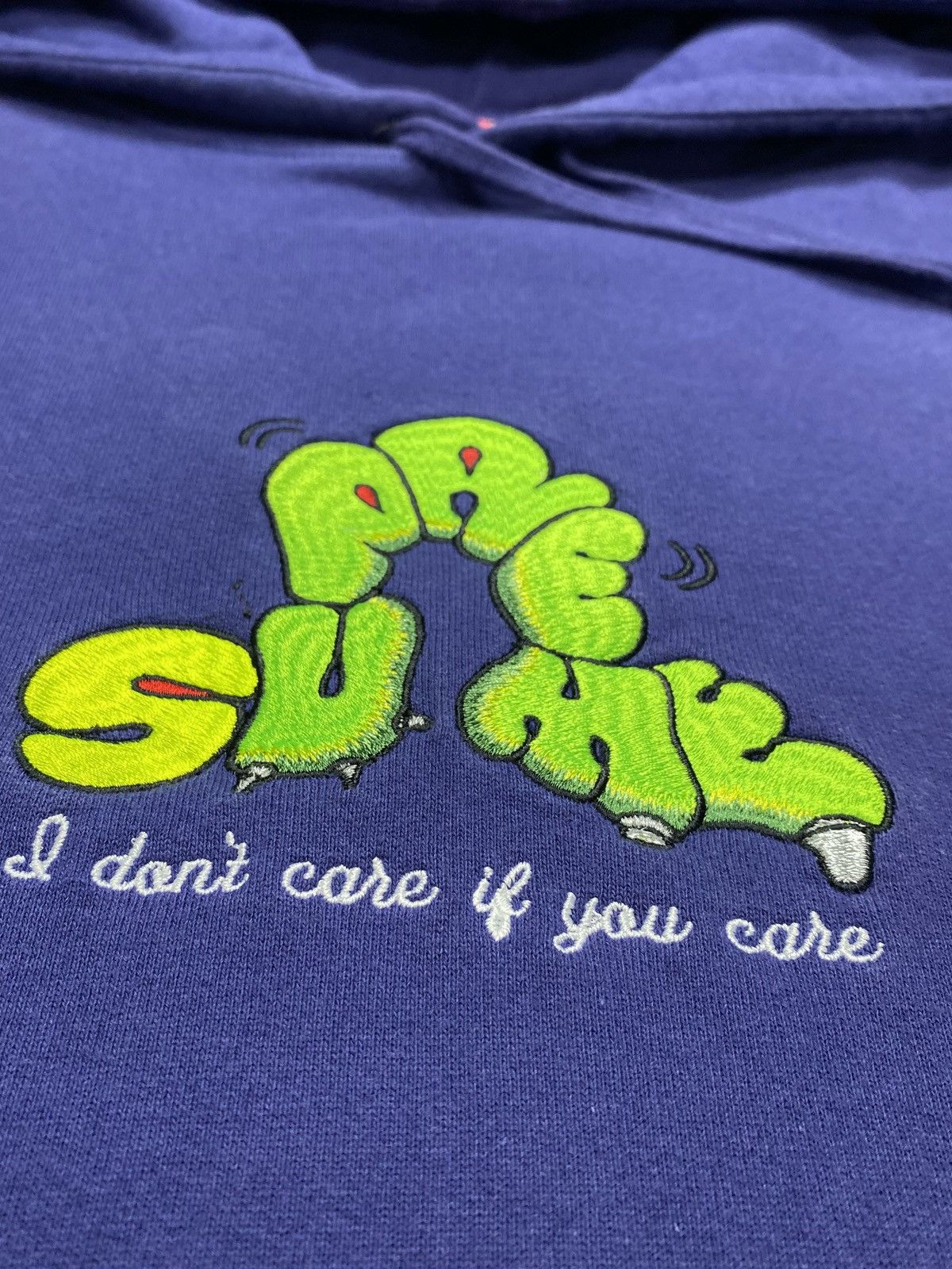 Supreme Supreme Don’t Care Hooded Sweatshirt Washed Navy (SS21) Size US L / EU 52-54 / 3 - 2 Thumbnail