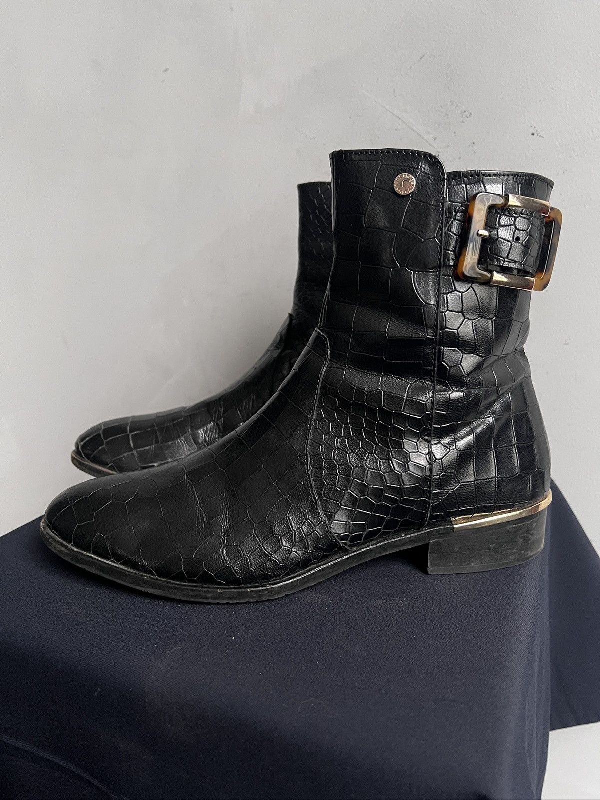 14th Addiction Crocodile pattern gothic avant garde leather ankle boots Size US 8 / EU 41 - 8 Thumbnail