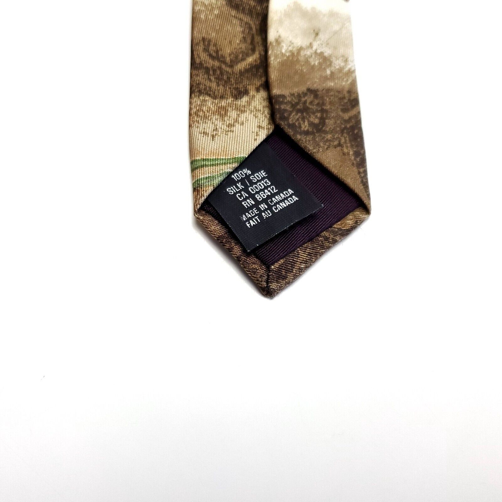 Designer Arnold Palmer Brown Beige Gold Print Wide Silk Tie Size ONE SIZE - 4 Thumbnail