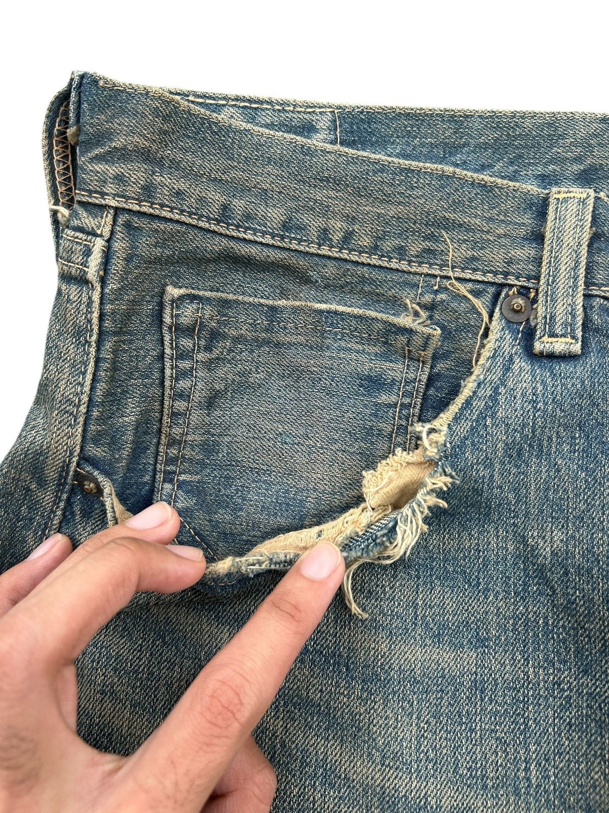 Kapital Thrashed Vintage Levis Big E Selvedge Rusty Faded Denim Jean Size US 31 - 11 Thumbnail