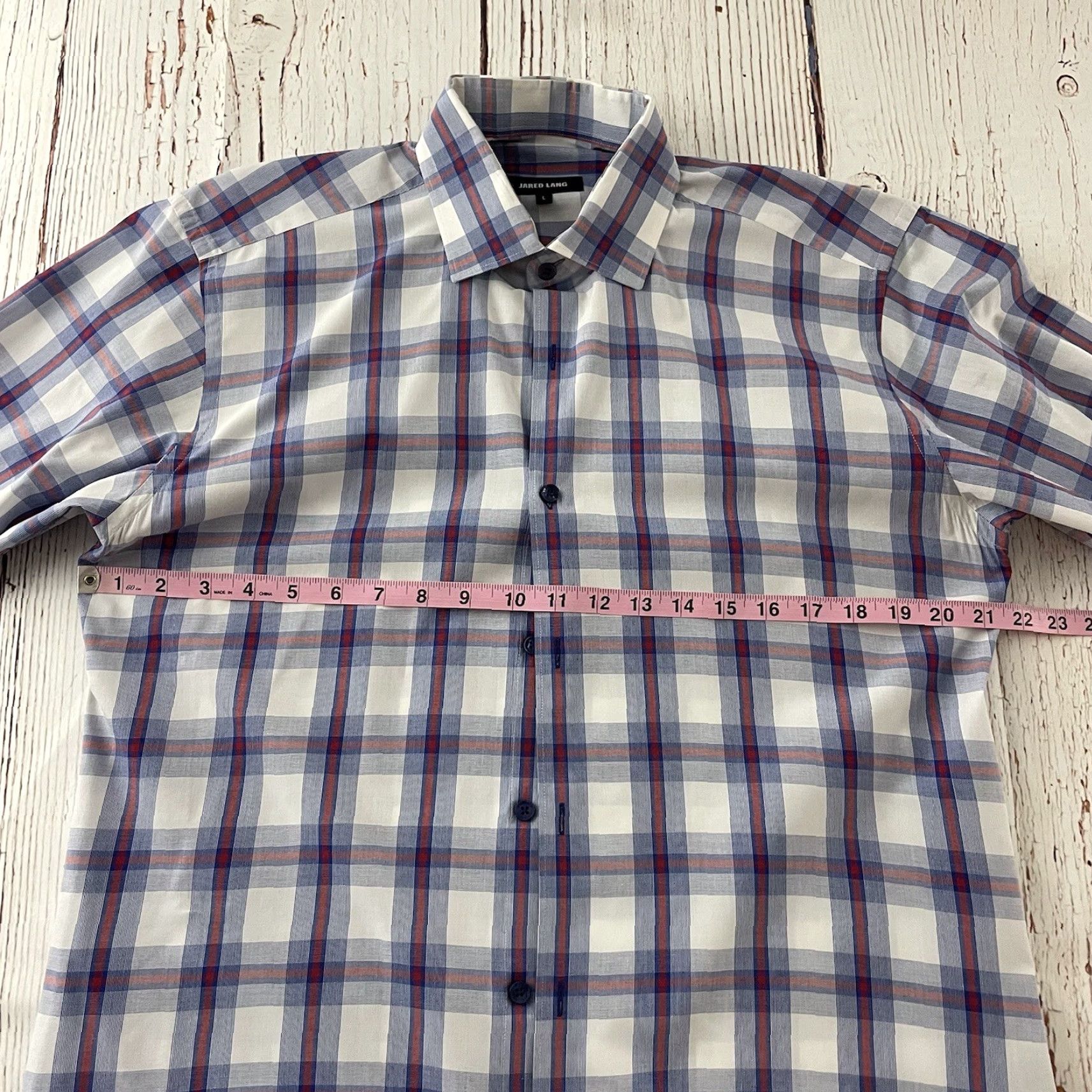 Jared Lang Jared Lang Plaid Shirt Button-Up Long Sleeve Men Large Blue White Red Colorful Cotton Size US L / EU 52-54 / 3 - 4 Thumbnail