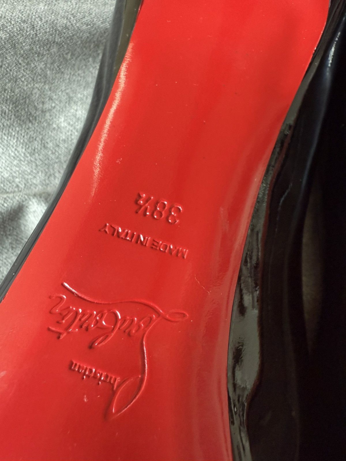 Christian Louboutin Black patent platform louboutins with peep toe Size US 8.5 / IT 38.5 - 5 Thumbnail