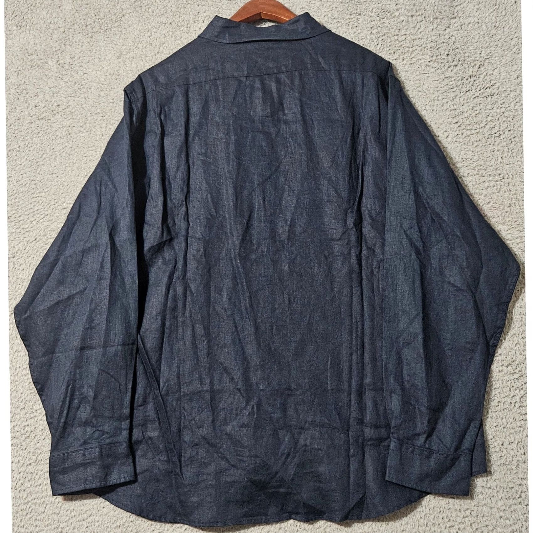 YoungLA NWT YoungLA Mens XL Navy Blue Linen Shirt - Long Sleeve Size US XL / EU 56 / 4 - 2 Thumbnail