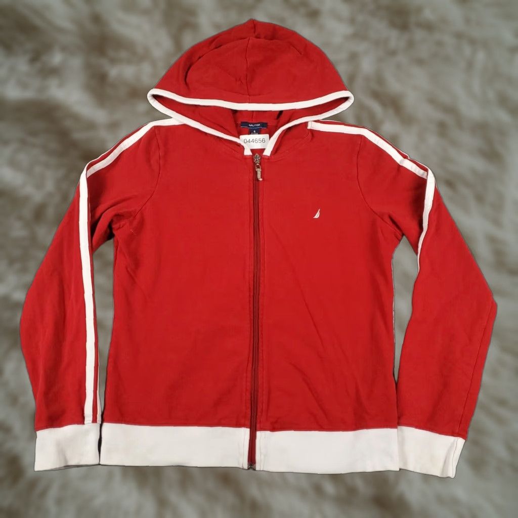 Nautica Nautica Womens Small Red White Full Zip Hoodie Size S / US 4 / IT 40 - 1 Thumbnail