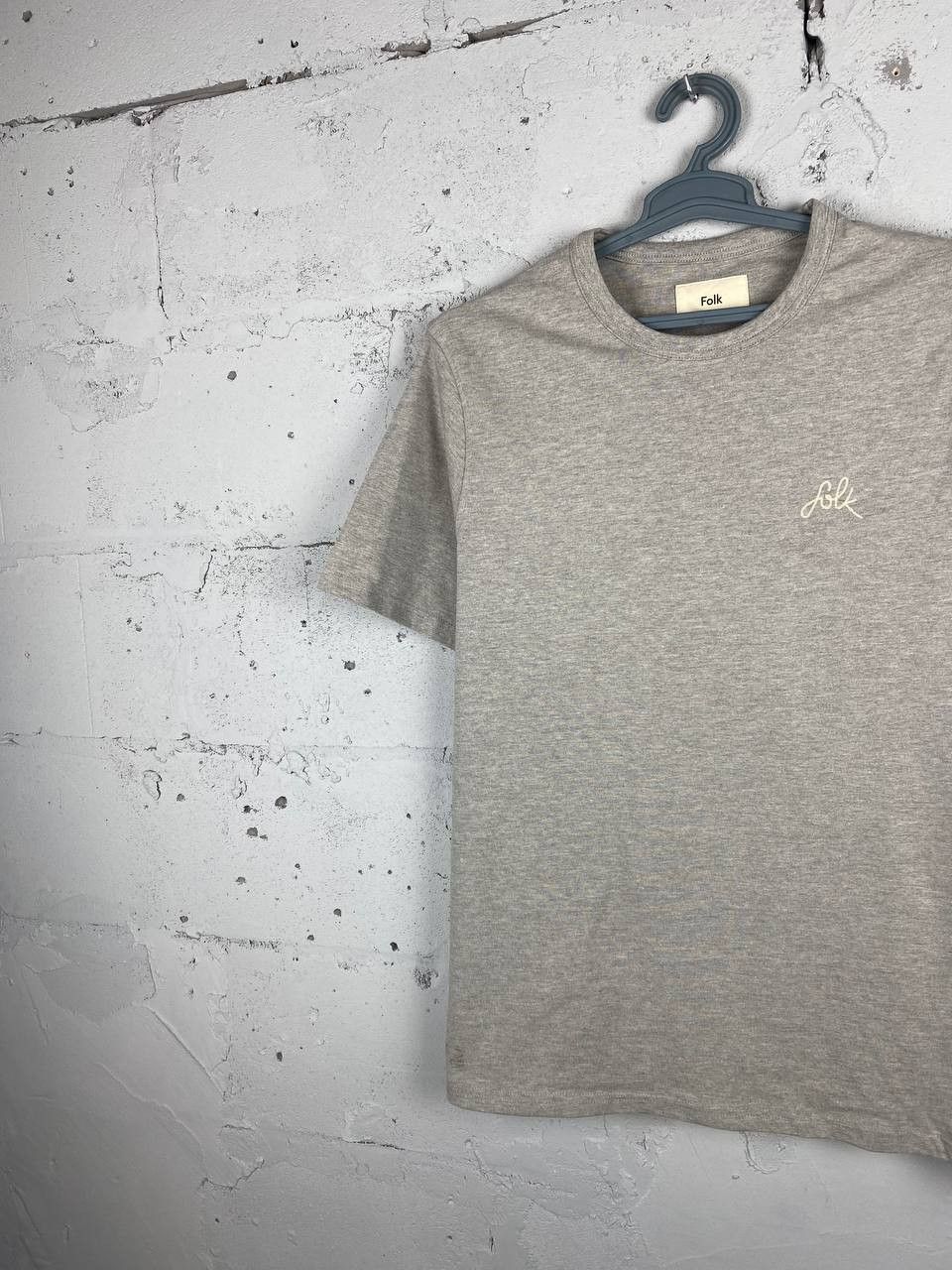 Designer × Folk Folk Grey Organic Men’s Embroidered Logo T Shirt Size L Size US L / EU 52-54 / 3 - 3 Thumbnail