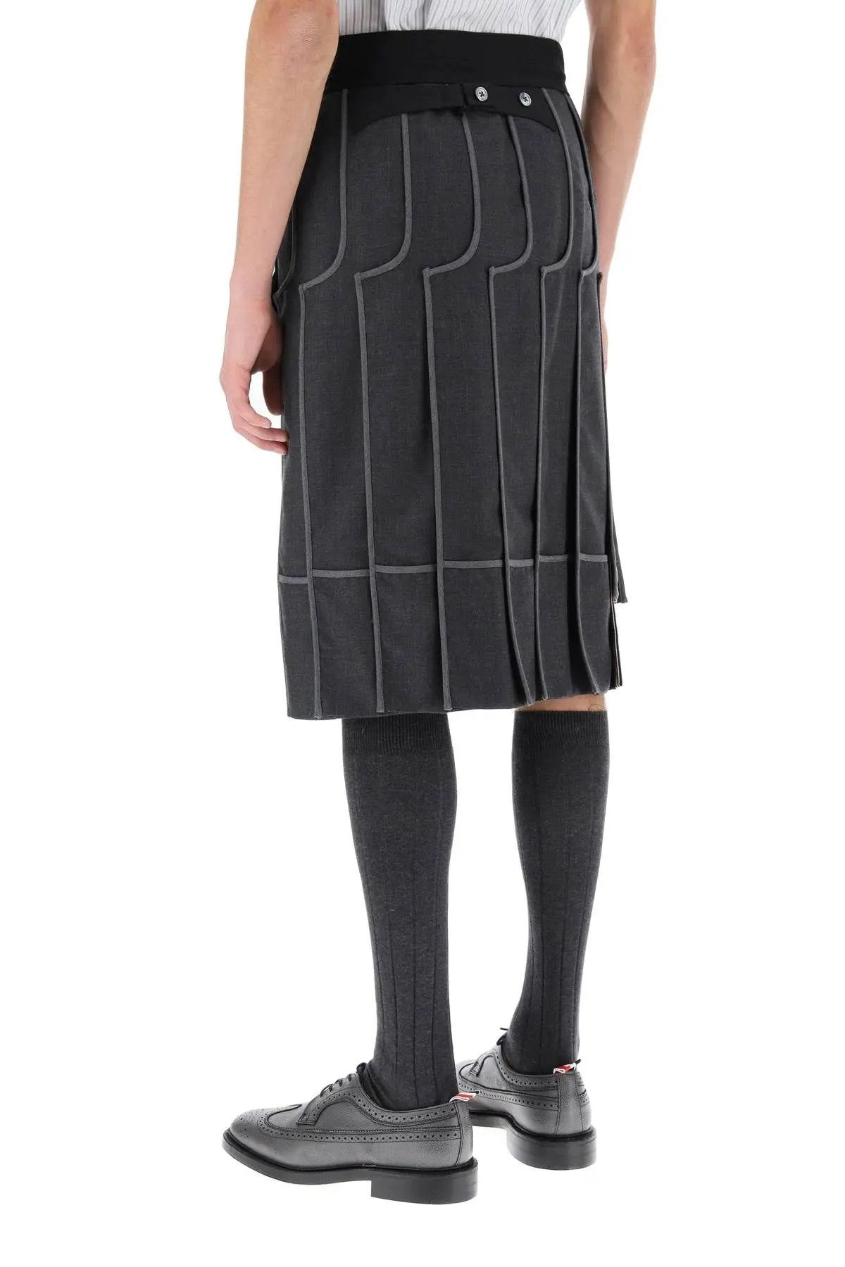 Thom Browne o1s22i1n0124 Inside-out Pleated Skirt in Grey Size US 34 / EU 50 - 3 Thumbnail