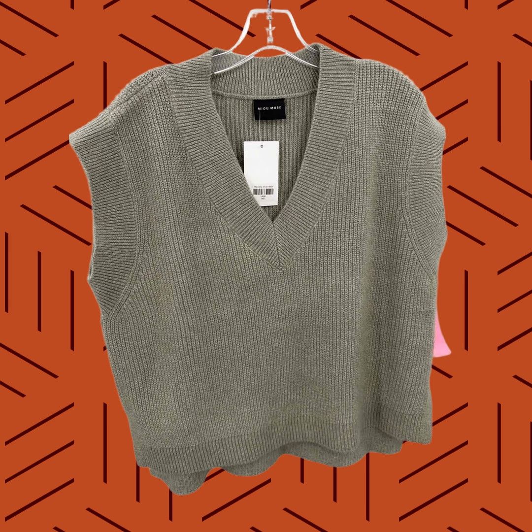 Vintage Miou Muse Gray Large Short Sleeve Sweater - Pre-Owned Size L / US 10 / IT 46 - 1 Thumbnail