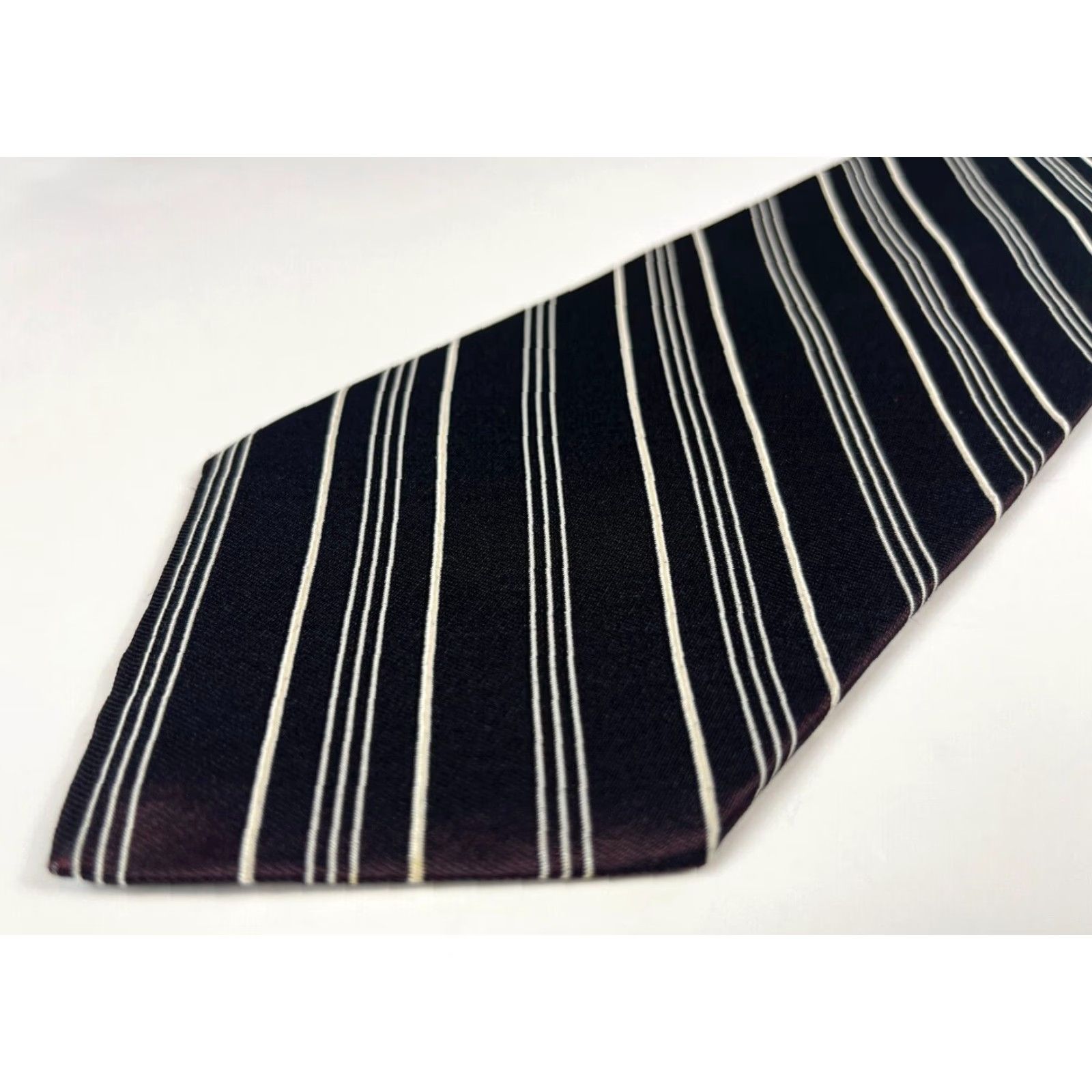 Ralph Lauren VINTAGE Lauren Ralph Lauren Silk Tie Striped Hand Finished 100% Silk Made in USA Eggplant Wide 3.75" 58" Men’s Tie Mens Size ONE SIZE - 6 Thumbnail