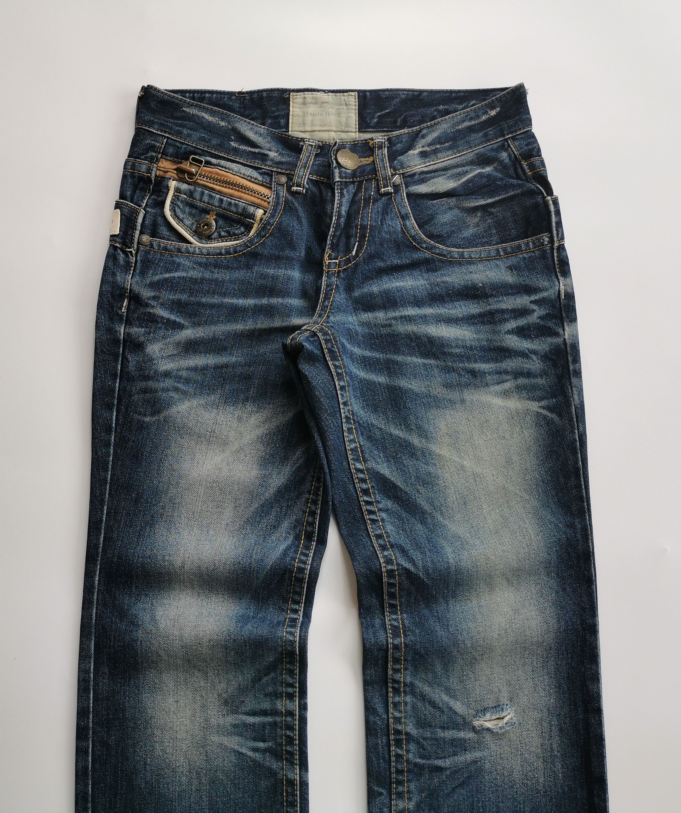 Japanese Brand Lolita Double Waist Back Madefaker Rare Jeans Size US 29 - 4 Thumbnail