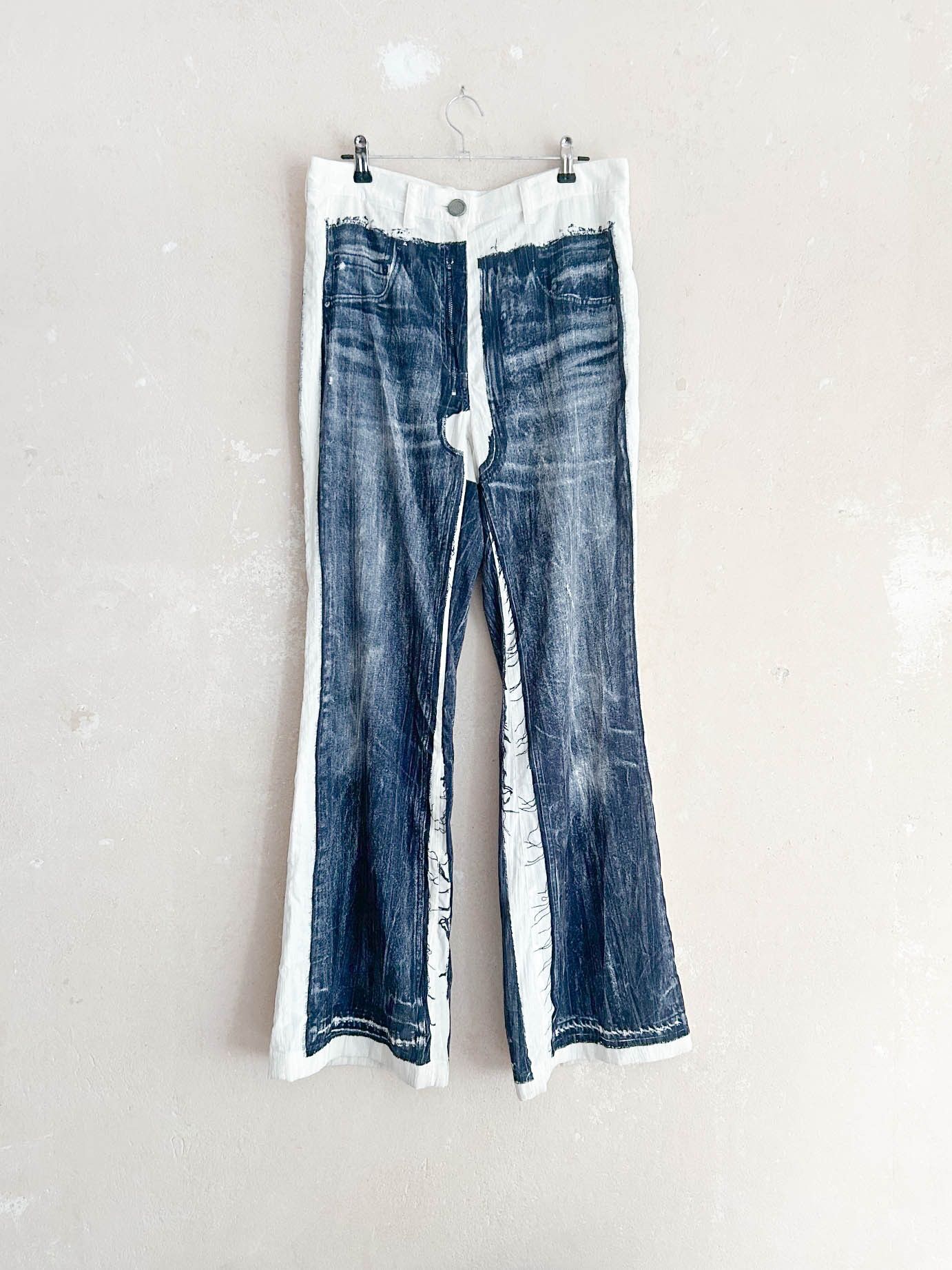 Acne Studios Blue Denim Print Trousers Size 26" / US 2 / IT 38 - 1 Thumbnail