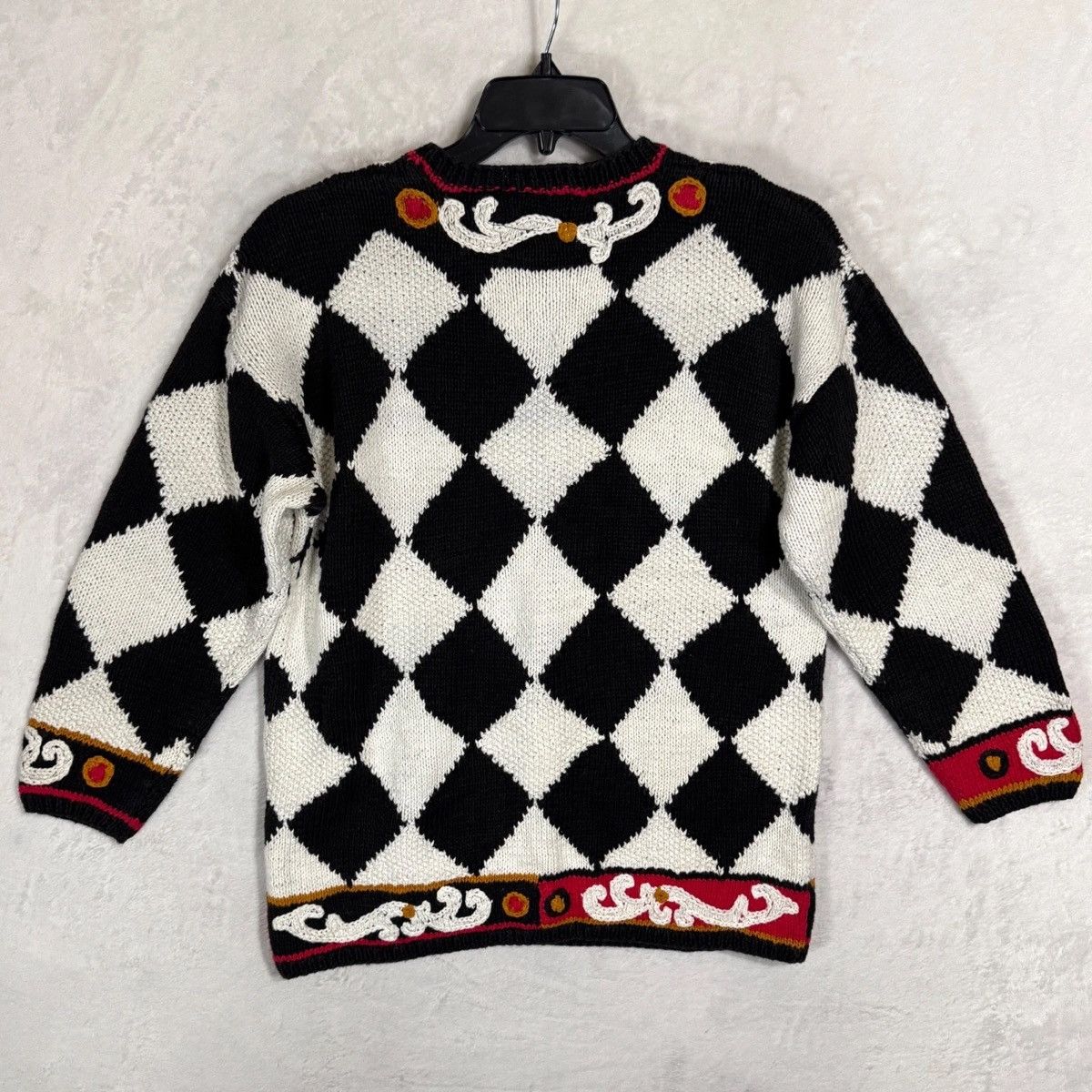 Other Vintage Limited Hand Knit Sweater S Queen of Hearts Cards Size XL / US 12-14 / IT 48-50 - 1 Thumbnail