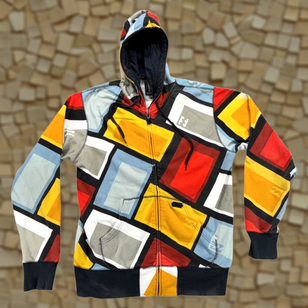 Billabong Billabong Hoodie Adult LARGE Yellow Geometric Zip Sweatshirt Y2K Surf Size US L / EU 52-54 / 3 - 1 Thumbnail