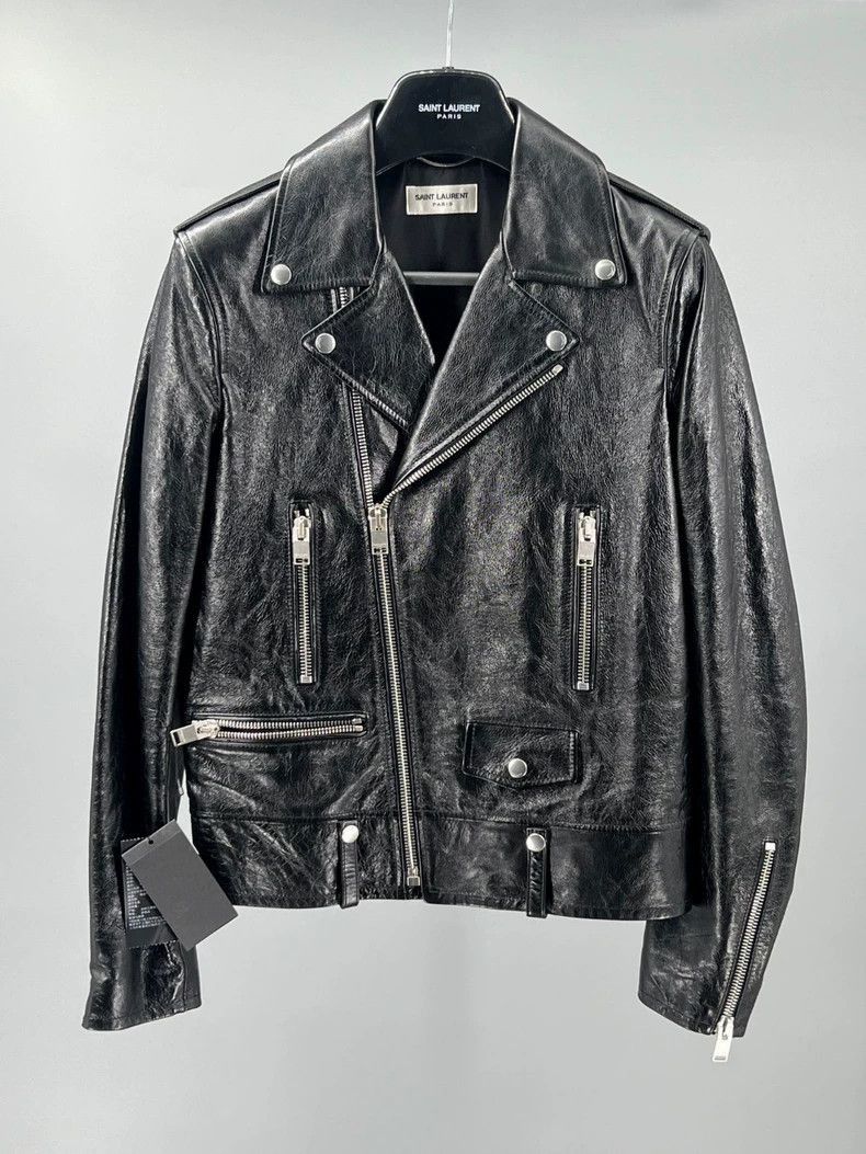 Yves Saint Laurent YSL Men's Black Leather Jacket- Size US M / EU 48-50 / 2 - 1 Thumbnail